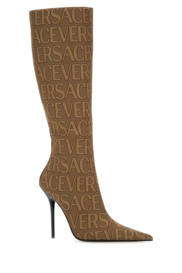 Embroidered Jacquard cavas Versace Allover boots - 2