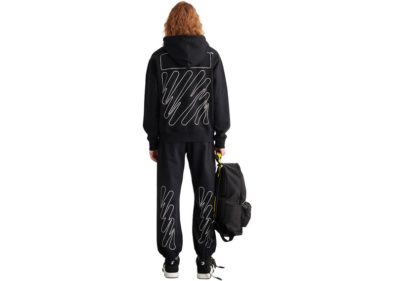Off-White OFF-WHITE Wave Outl Diagonal Slim Zip Hoodie Black/White outlook