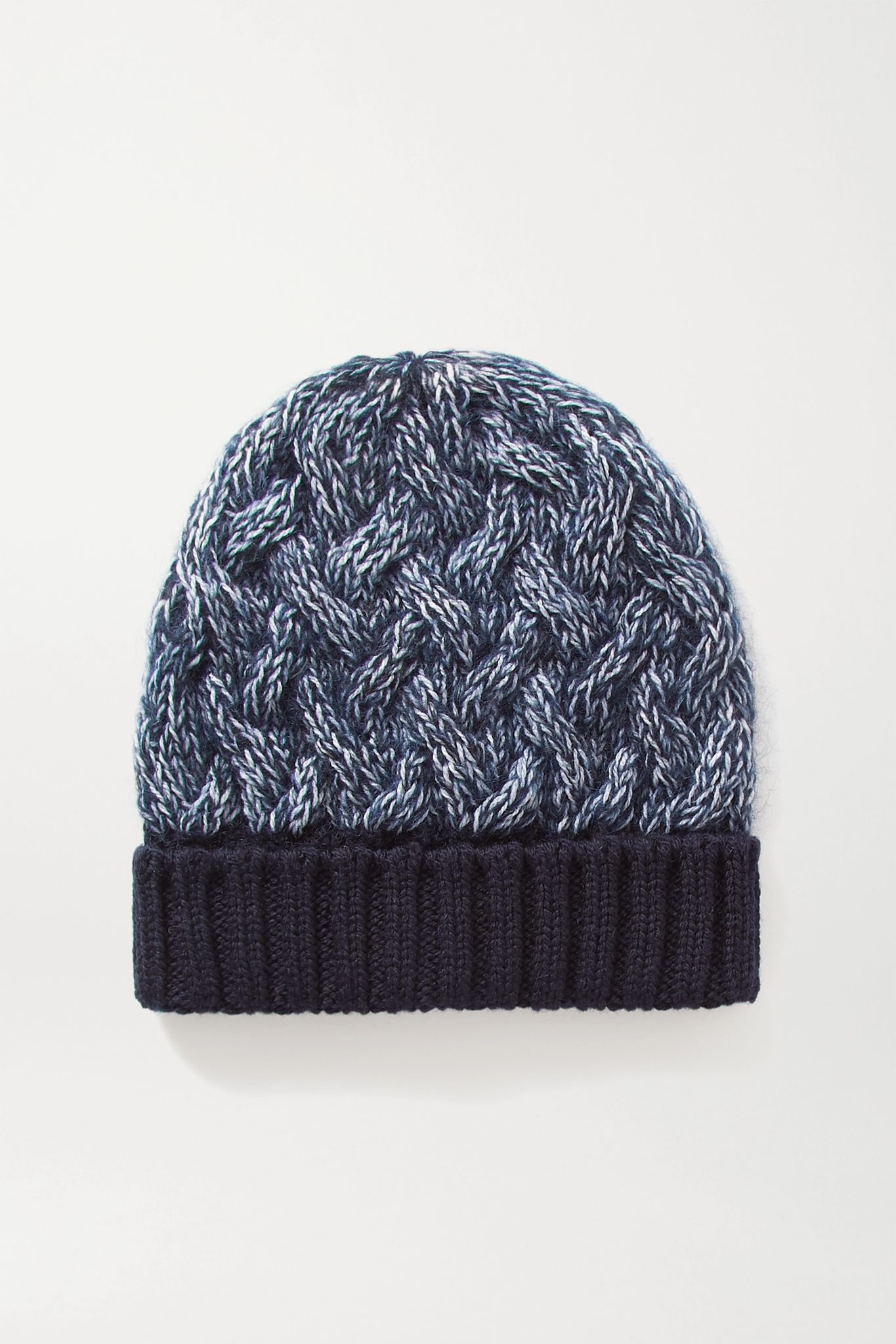 Cable-knit mélange wool-blend beanie - 1