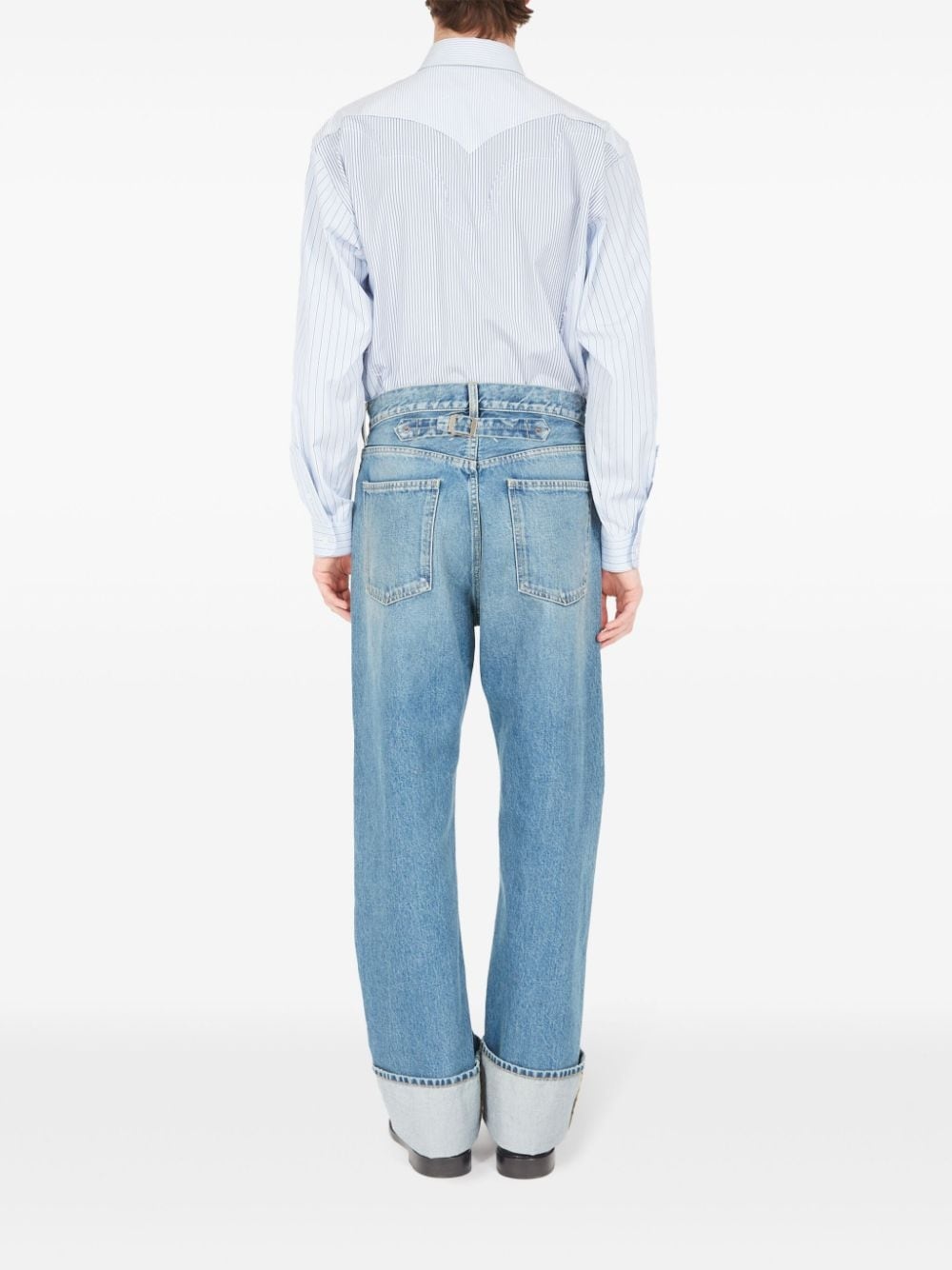 turn-up straight-leg jeans - 4