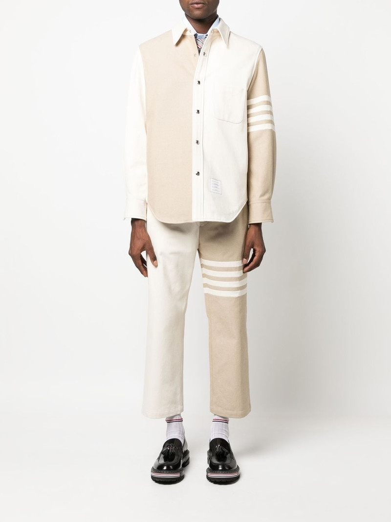 Thom Browne 4-Bar patchwork denim shirt outlook