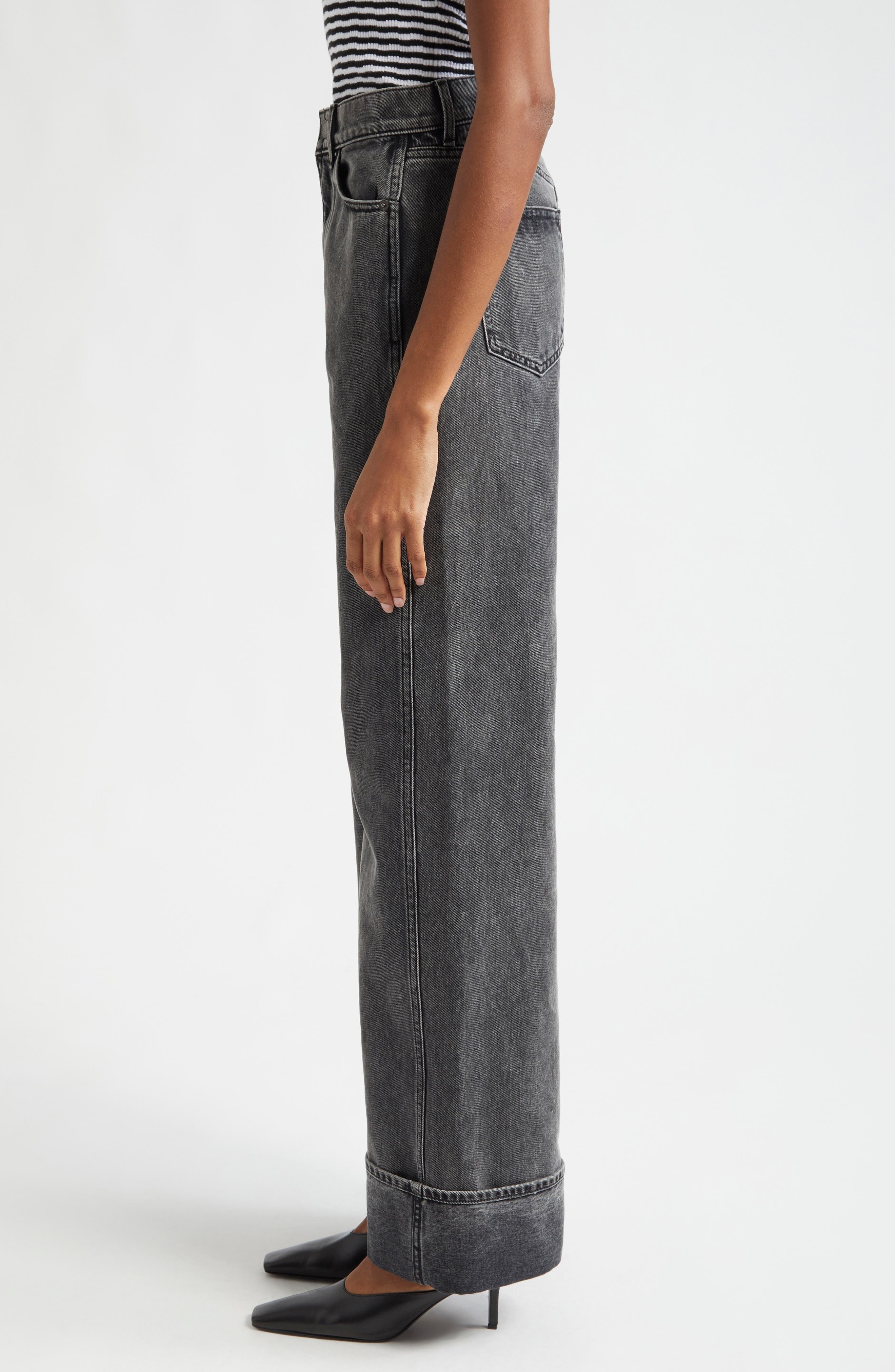Veronica Beard Taylor High Waist Wide Leg Jeans in Stoned Washed Onyx at Nordstrom - 4