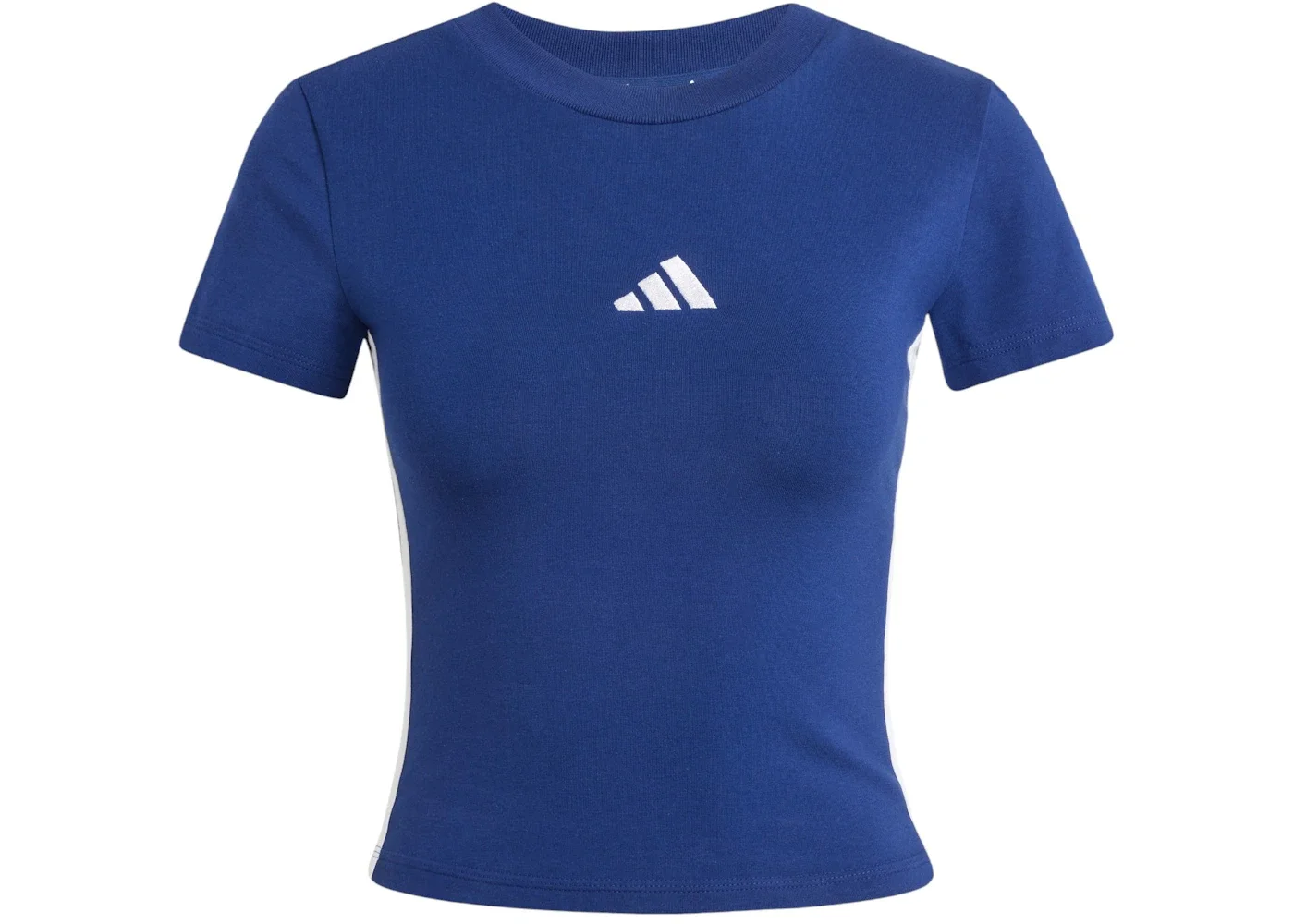 adidas Women's Essentials 3-Stripes Slim Baby T-Shirt Dark Blue/White - 1