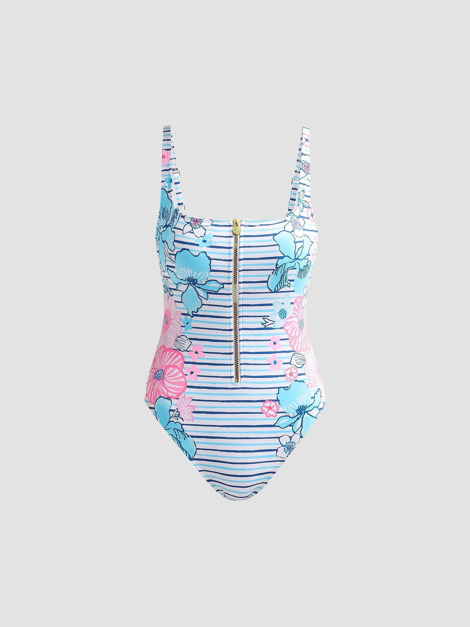 Women's Emil Zip-Up One-Piece Swimsuit - Starlight Navy - 1