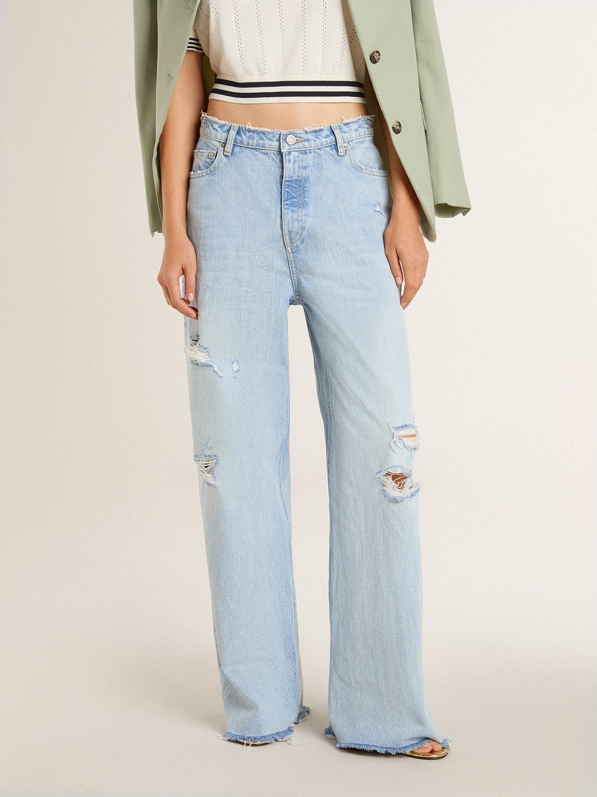 Women's pants in lived-in effect denim - 2