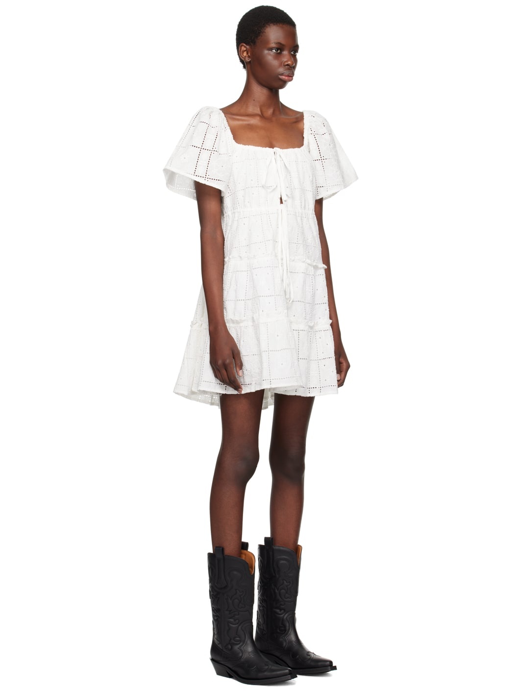 White Broderie Anglaise Layer Minidress - 2