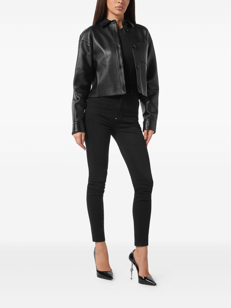 PHILIPP PLEIN leather cropped shirt outlook