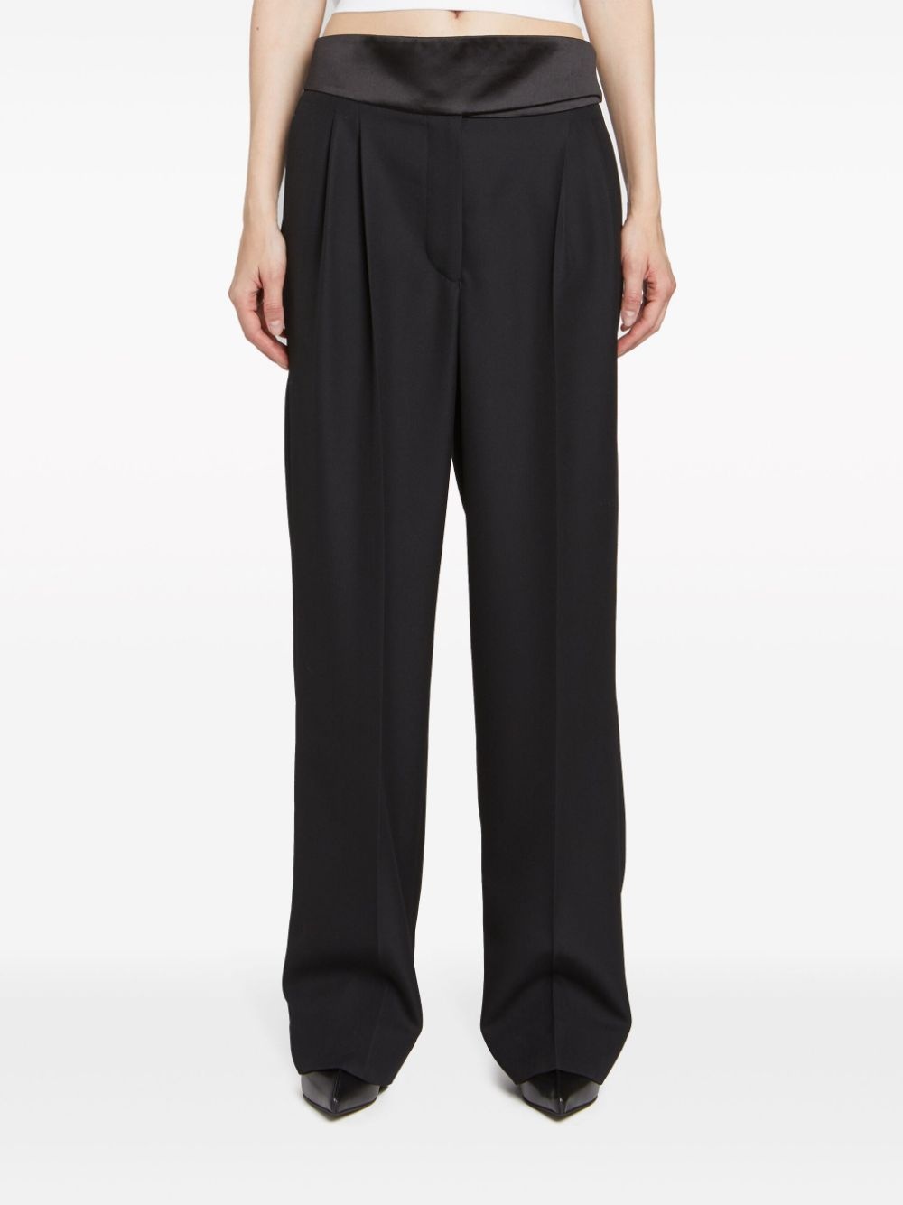 wide-leg tuxedo wool trousers - 2