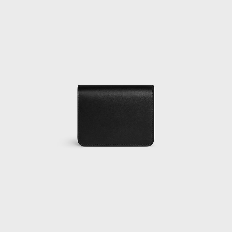 TRIOMPHE COMPACT WALLET Shiny Calfskin BLACK 3