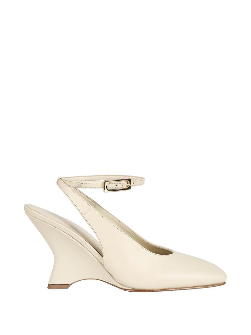 square toe ankle strap heeled pumps 1