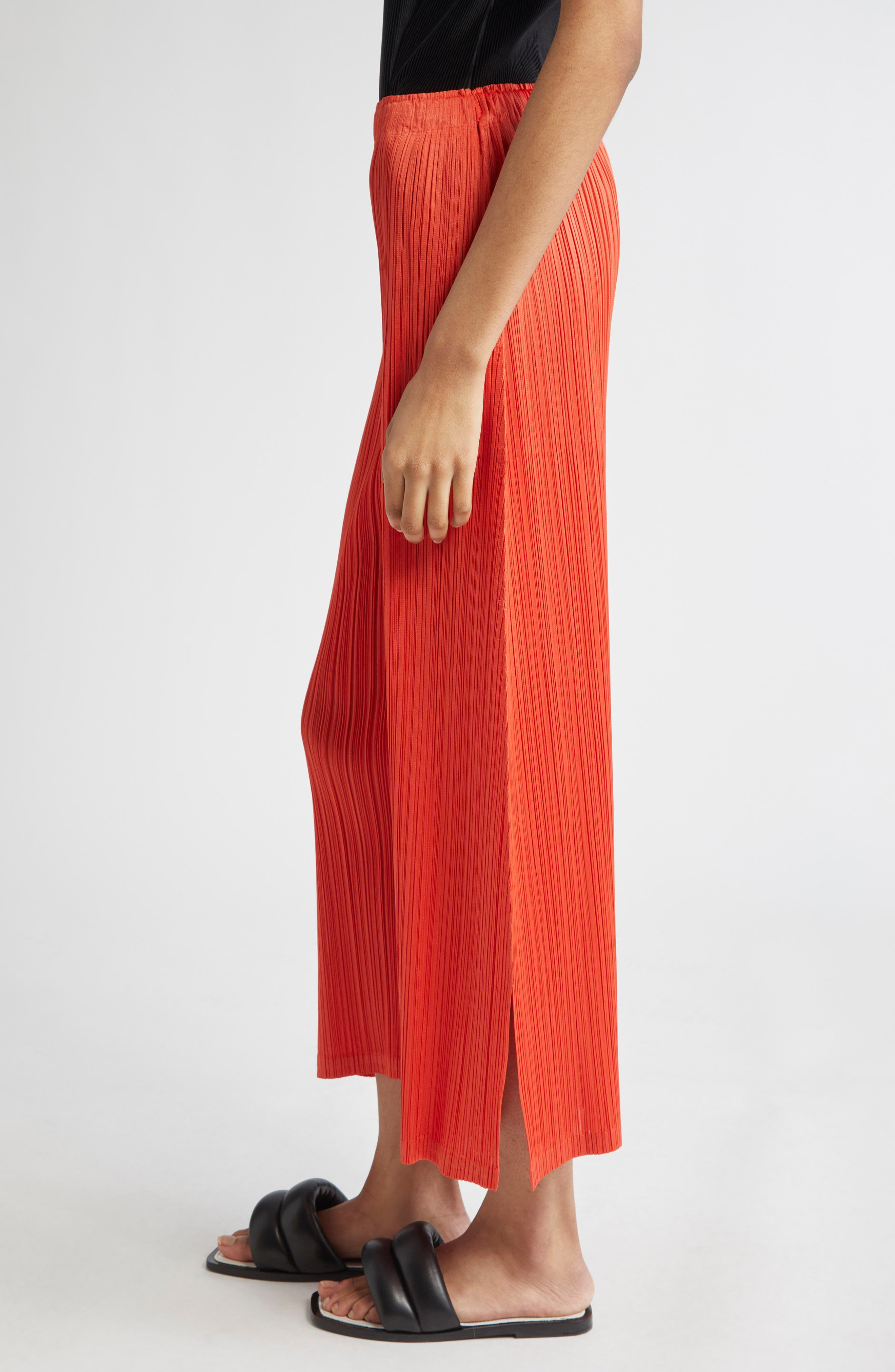 Pleats Please Issey Miyake Monthly Colors February Pleated Crop Wide Leg Pants in Red at Nordstrom - 4