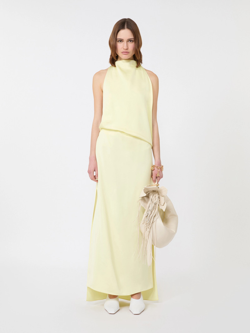 Sportmax DOLMEN Viscose satin draped dress - LIGHT YELLOW outlook