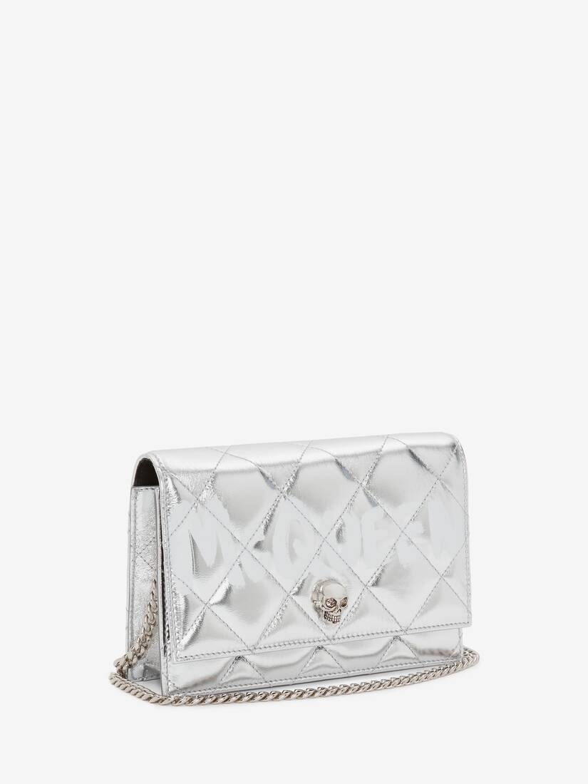 Mcqueen Graffiti Small Skull Bag in Silver/white - 2