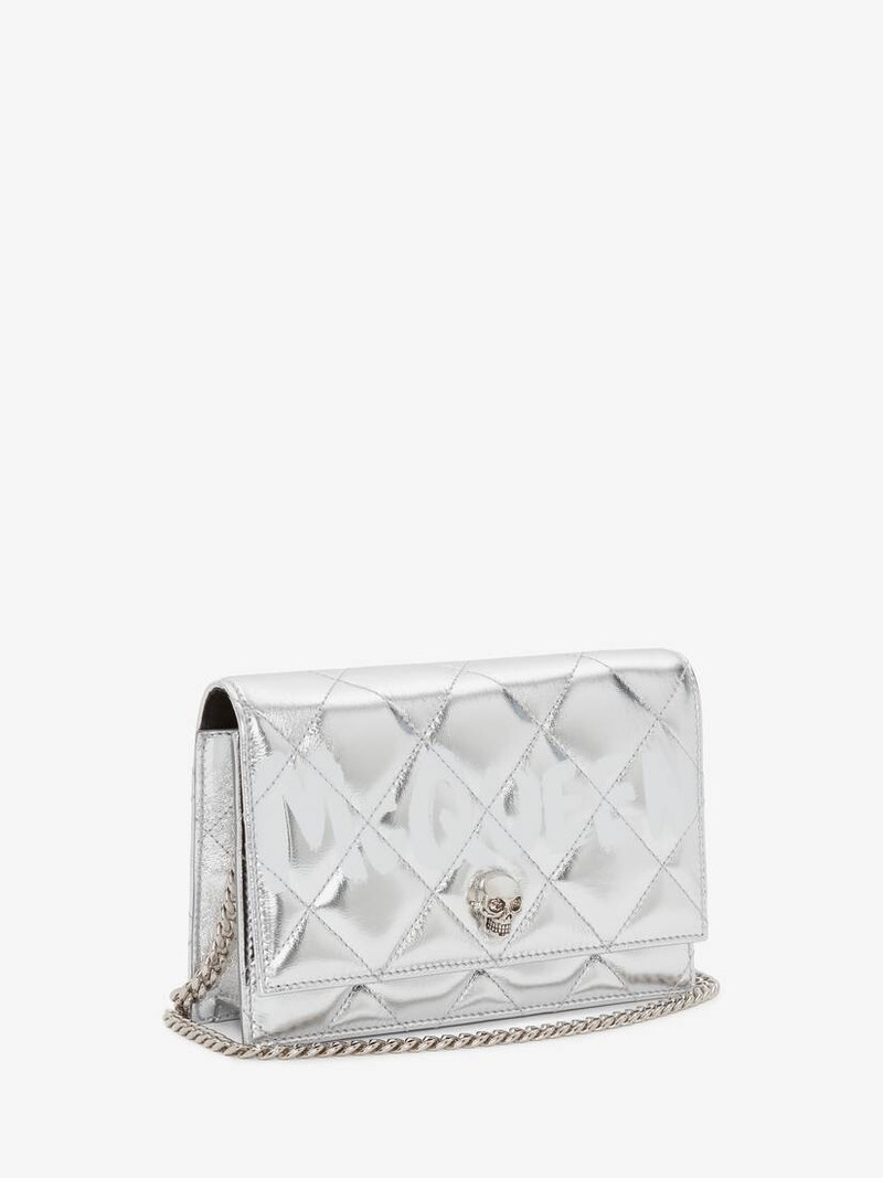 Alexander McQueen Mcqueen Graffiti Small Skull Bag in Silver/white outlook