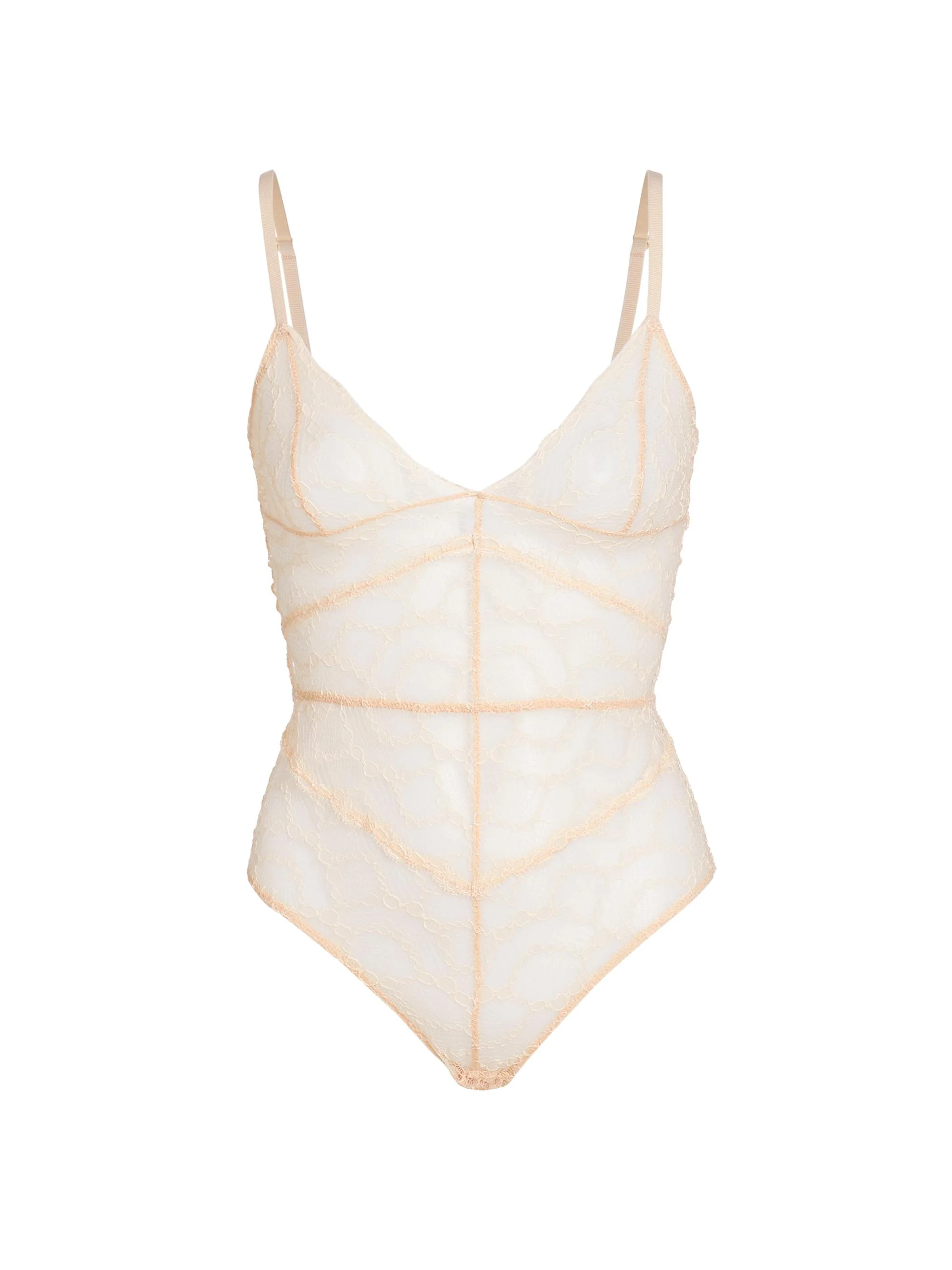 Women's Mon Cheri Sheer Lace Bodysuit - Blush - 1