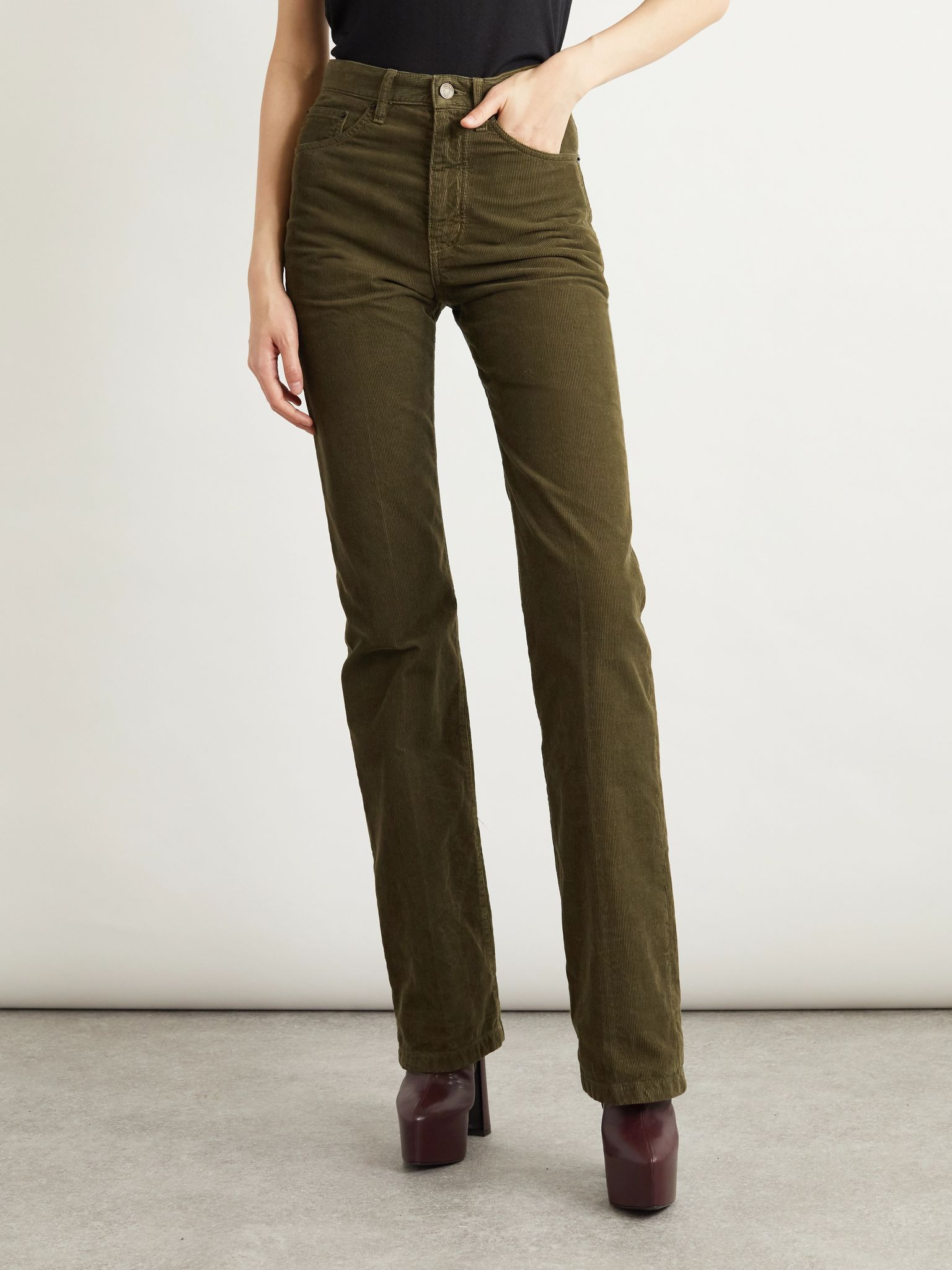 Clyde cotton-corduroy slim-leg pants Green - 3
