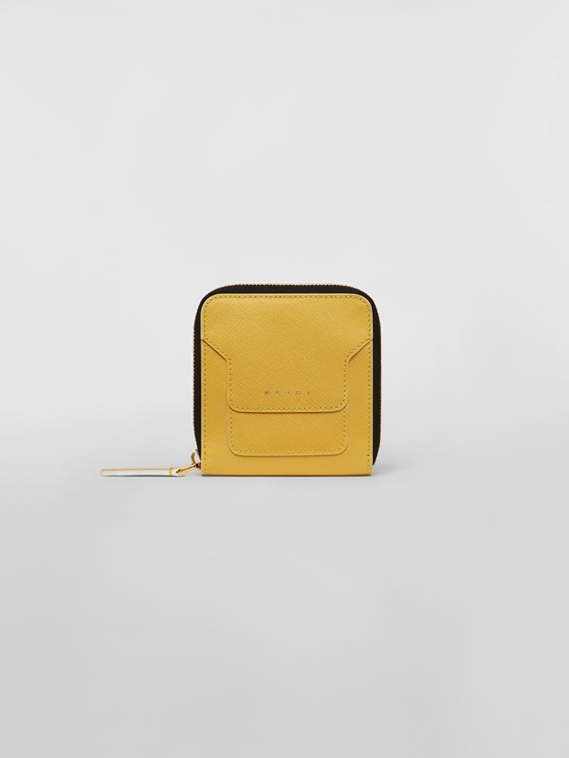 SQUARE ZIP-AROUND WALLET IN MONO-COLOURED SAFFIANO CALF LEATHER - 1