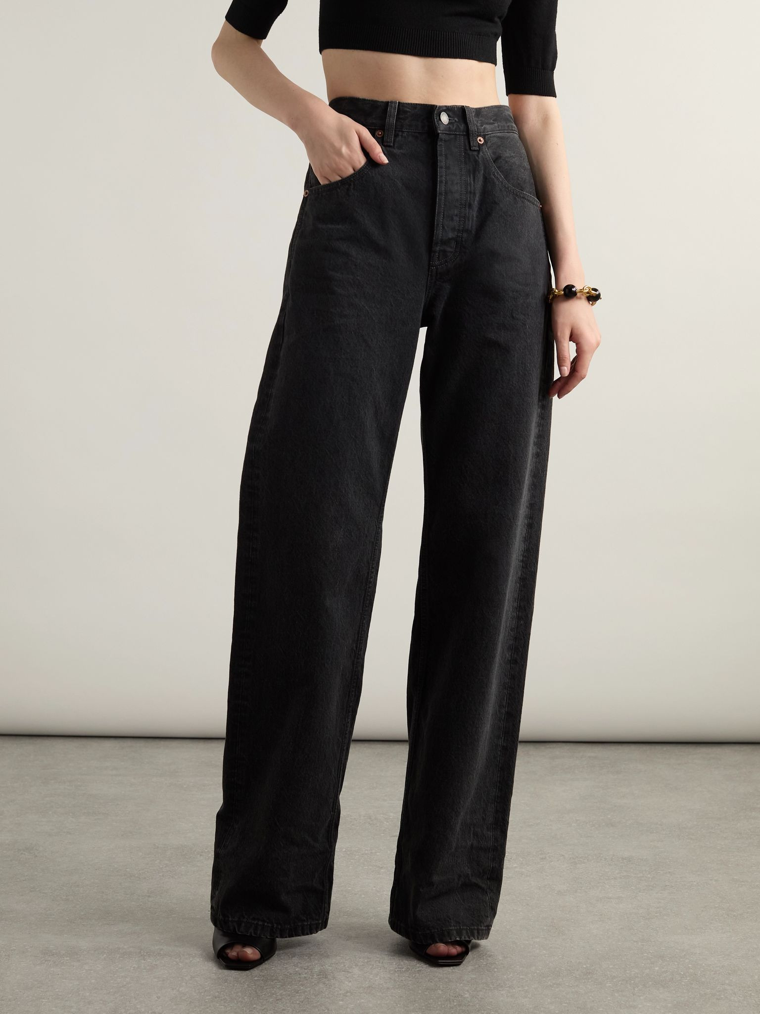 90s Baggy high-rise wide-leg jeans Black - 3