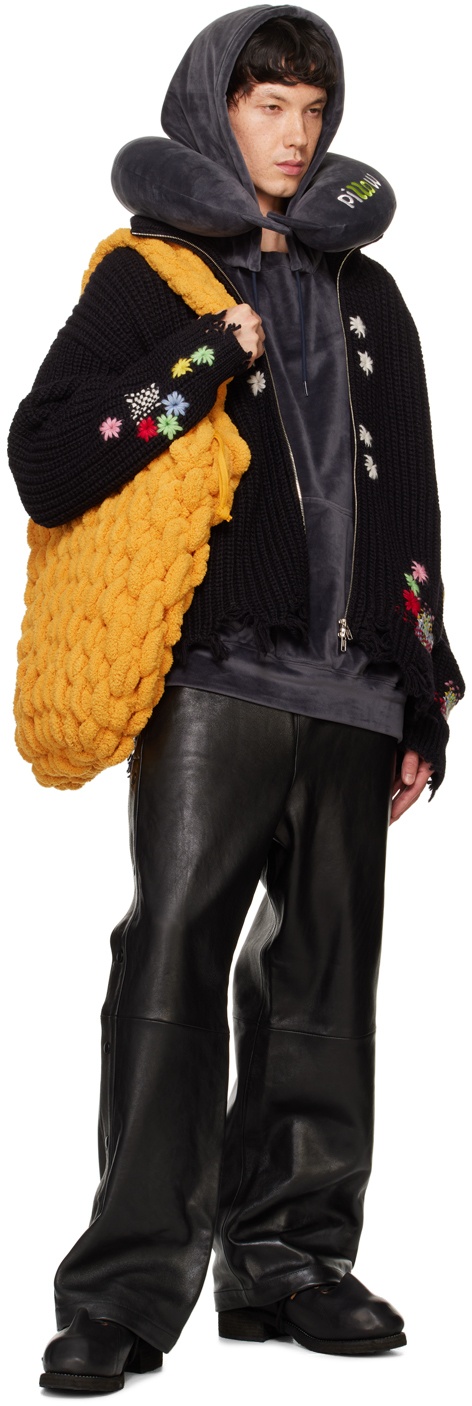 Black Leather Basketball Pants - 4