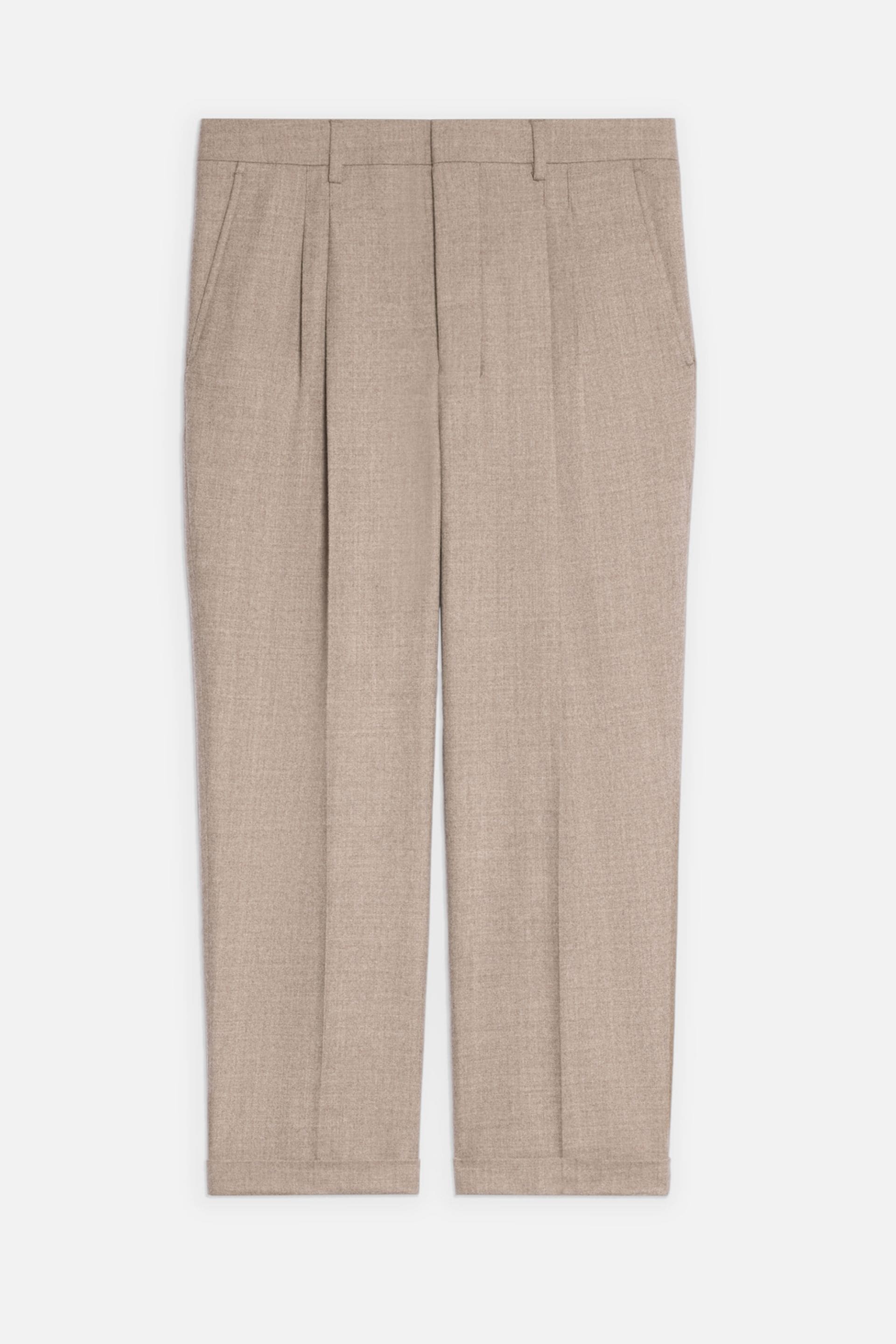 Carrot Fit Trousers With Hem And Pleats - 1