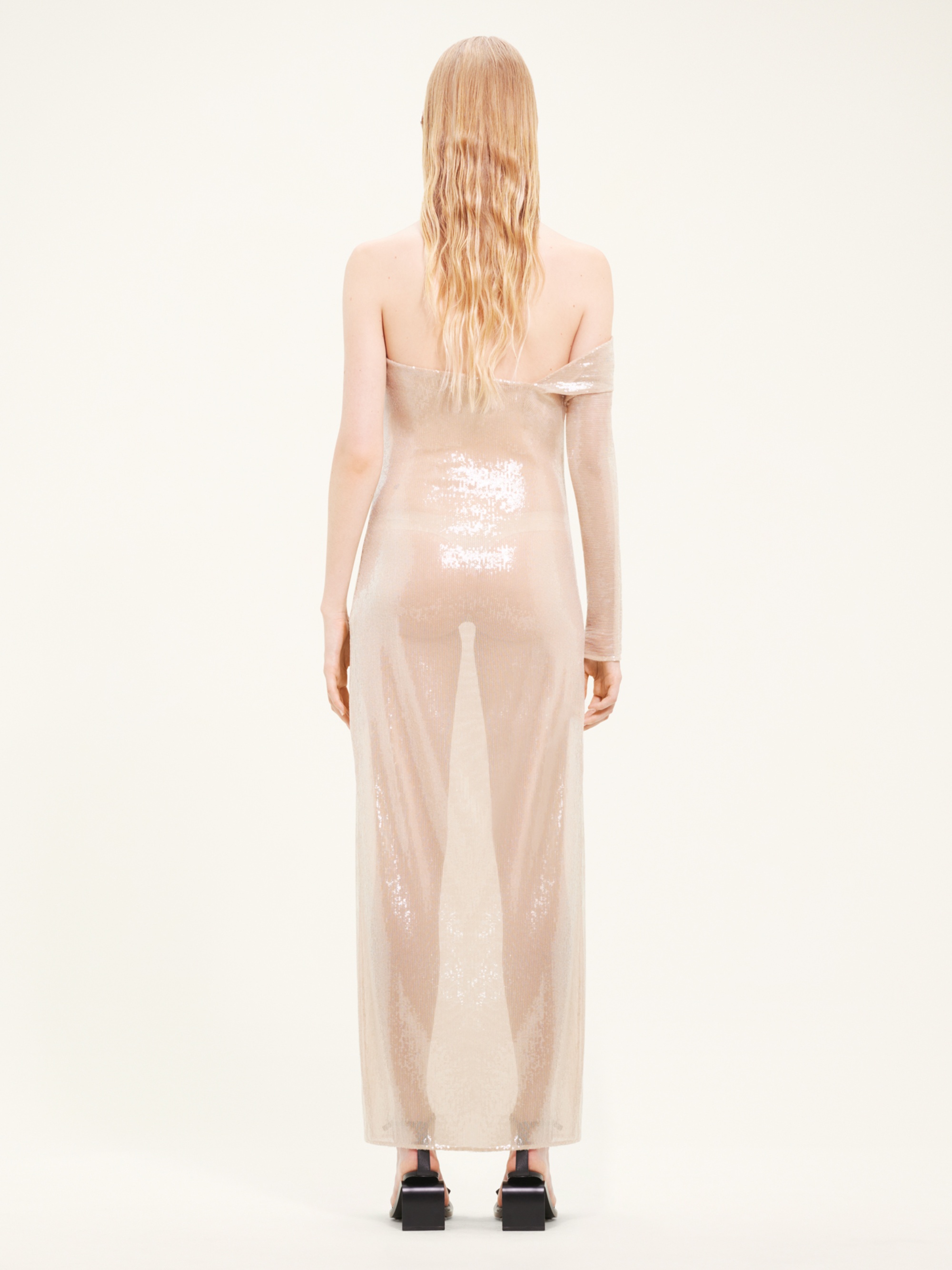 TWIST ASYMETRICAL GLITTER LONG DRESS - 4