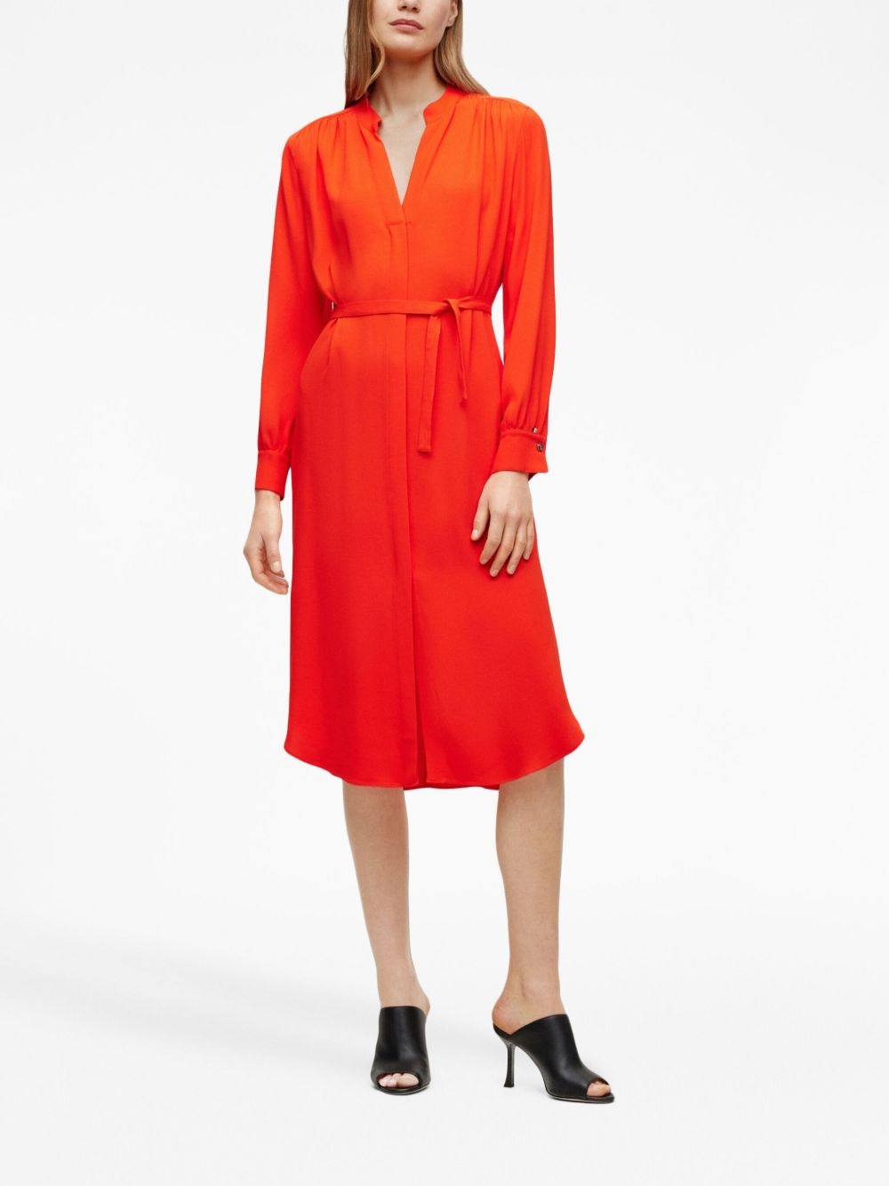 tied-waist midi shirtdress - 2
