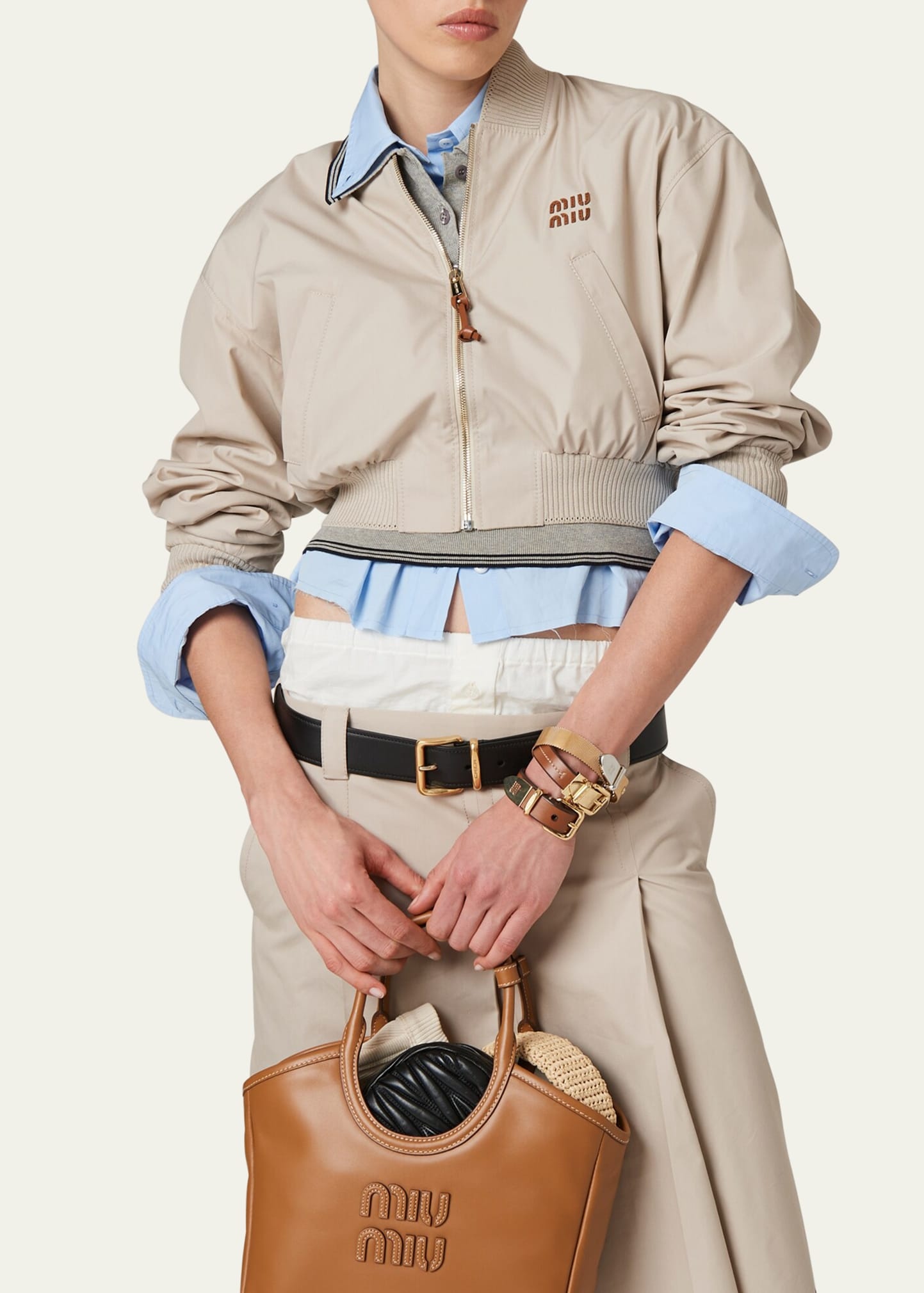 Long-Sleeve Crop Zip Bomber Jacket - 4