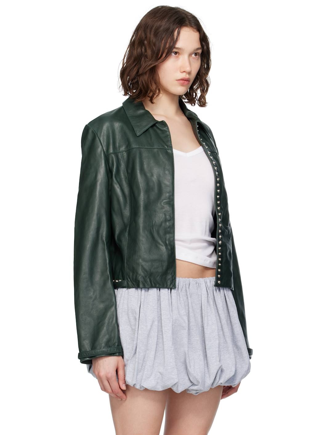 Khaki Octavia Leather Jacket - 2