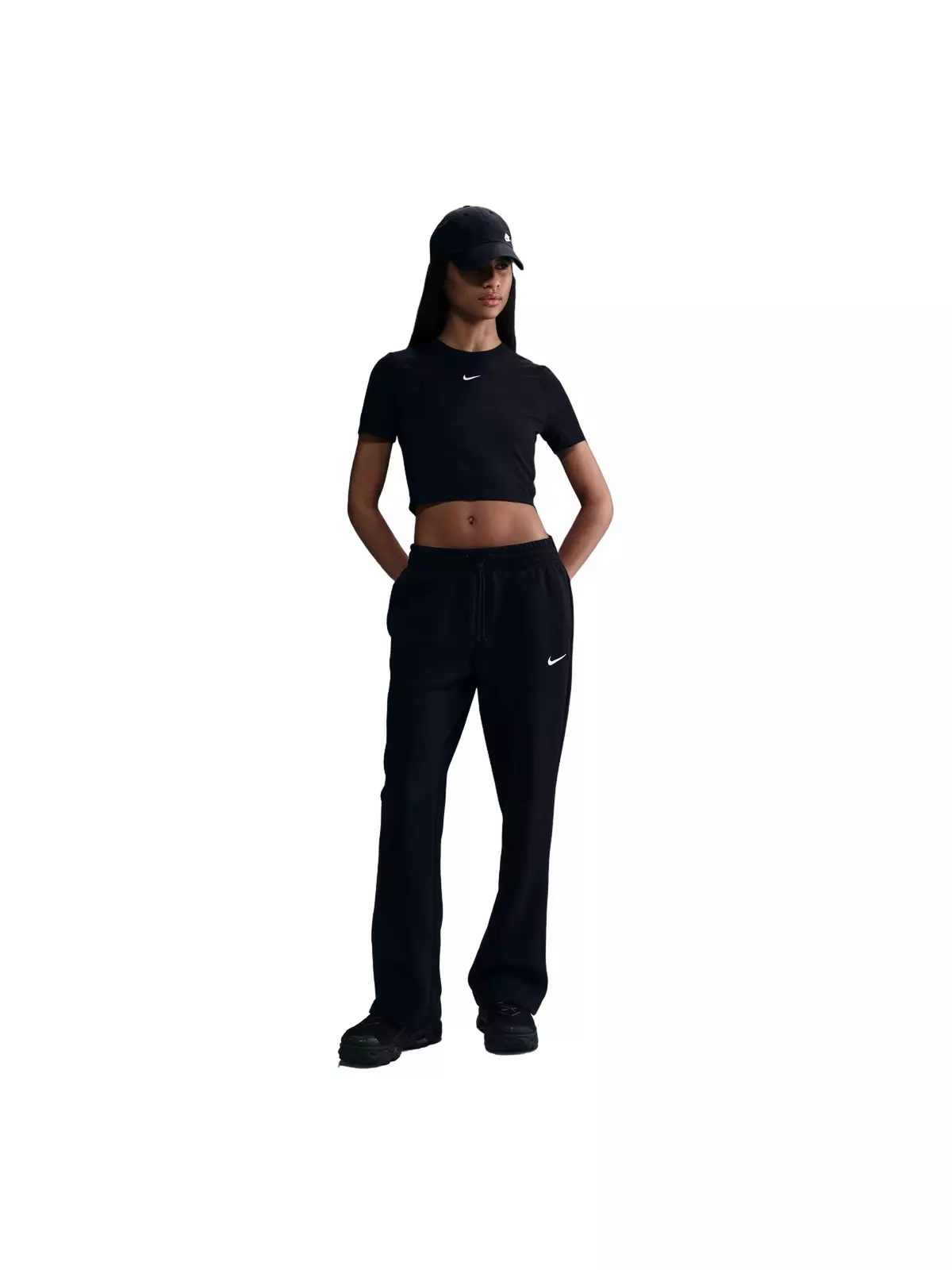 Women's Sportswear Phoenix Fleece Mid-Rise Open-Hem Pants - Black - 3