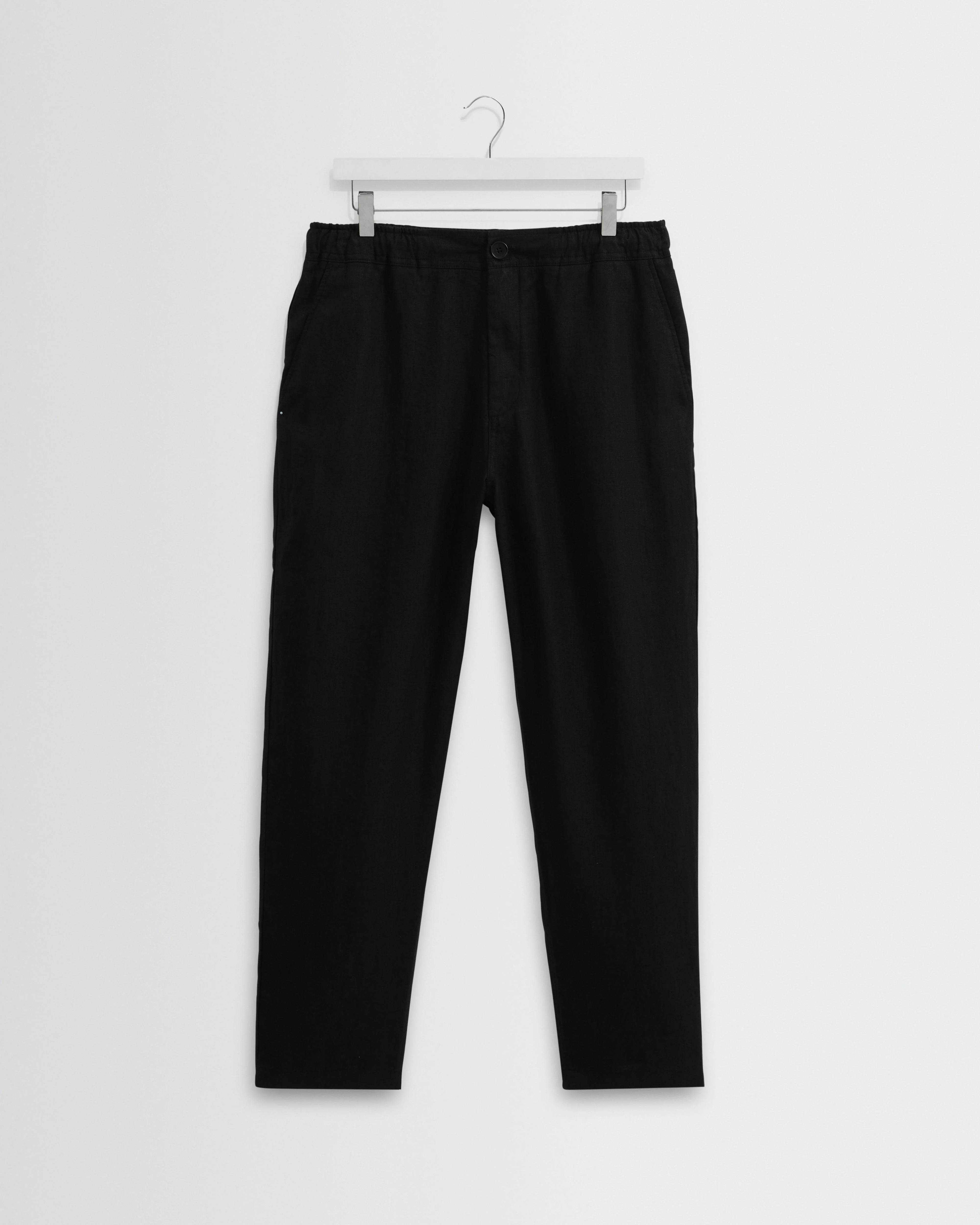 Kurt - Black Washed Linen Relaxed Fit Trousers - 1