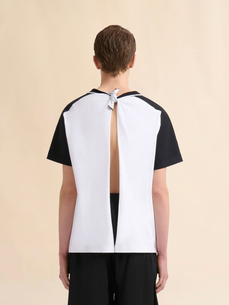 WHITE COTTON OPEN-BACK T-SHIRT WITH PRINTED QUOTES 3