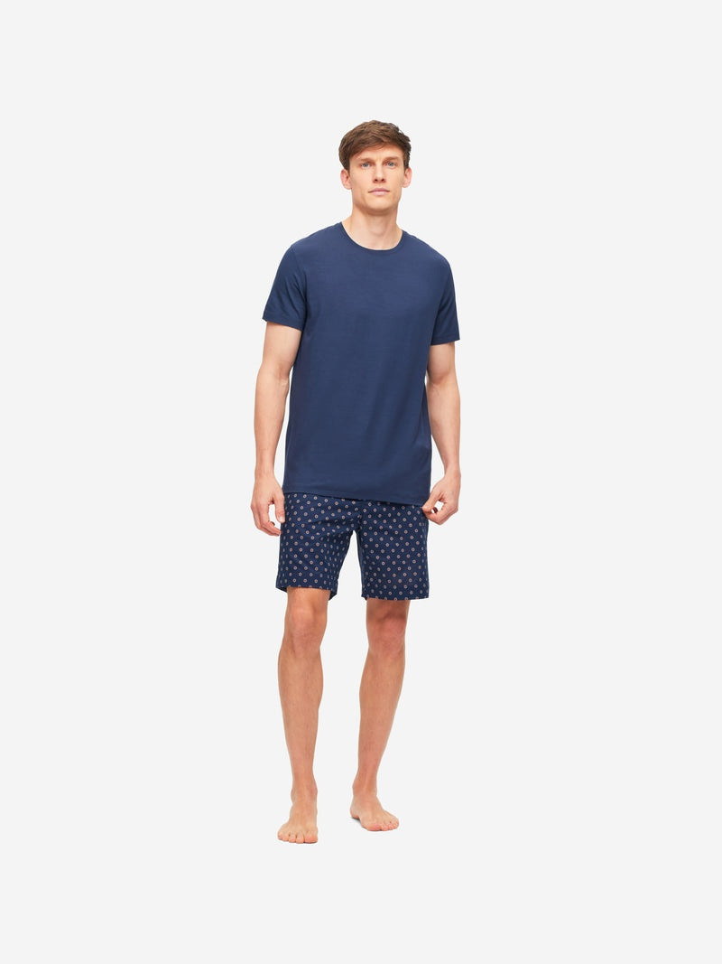 Derek Rose Men's Lounge Shorts Nelson 90 Cotton Batiste Navy outlook