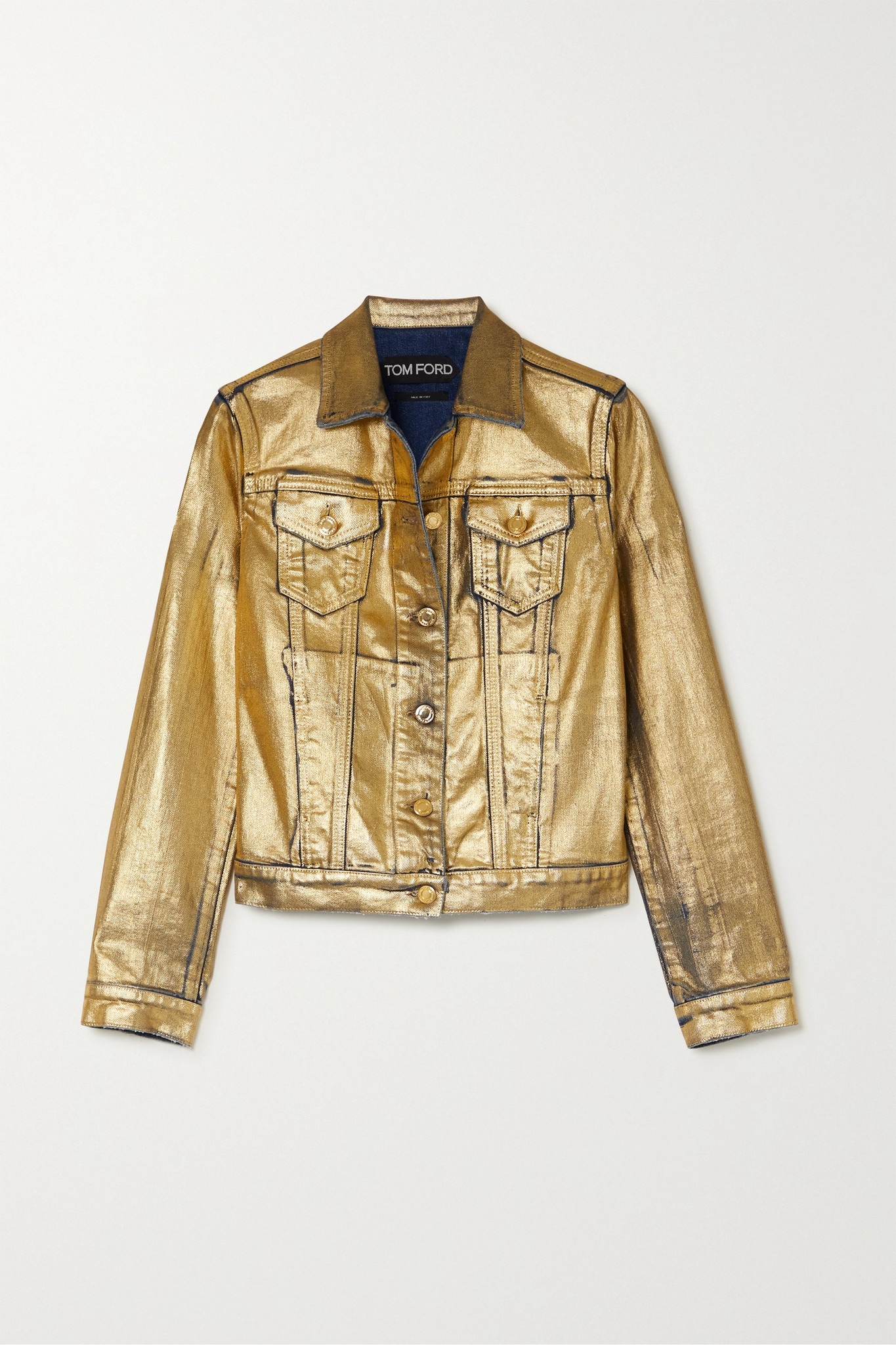 Metallic coated-denim jacket - 1