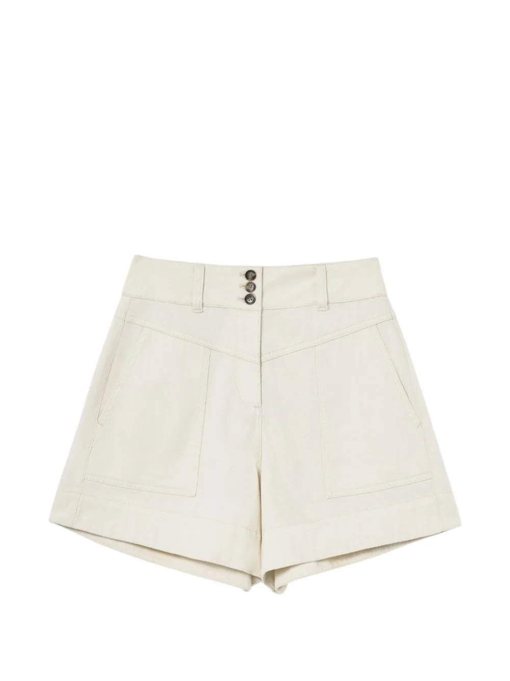 button-detail denim shorts - 1