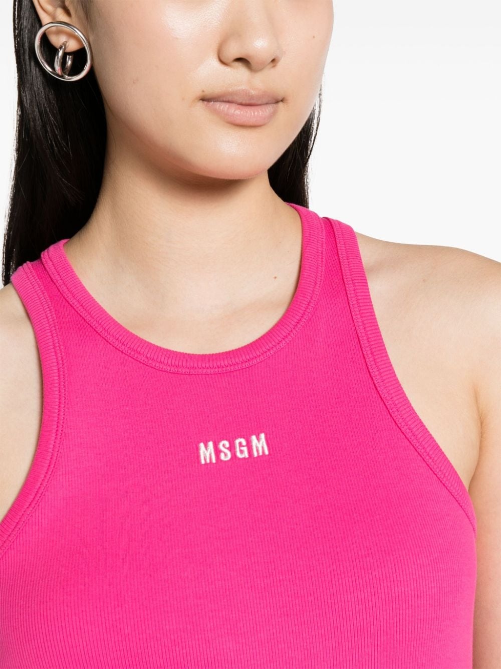 embroidered-logo ribbed tank top - 5