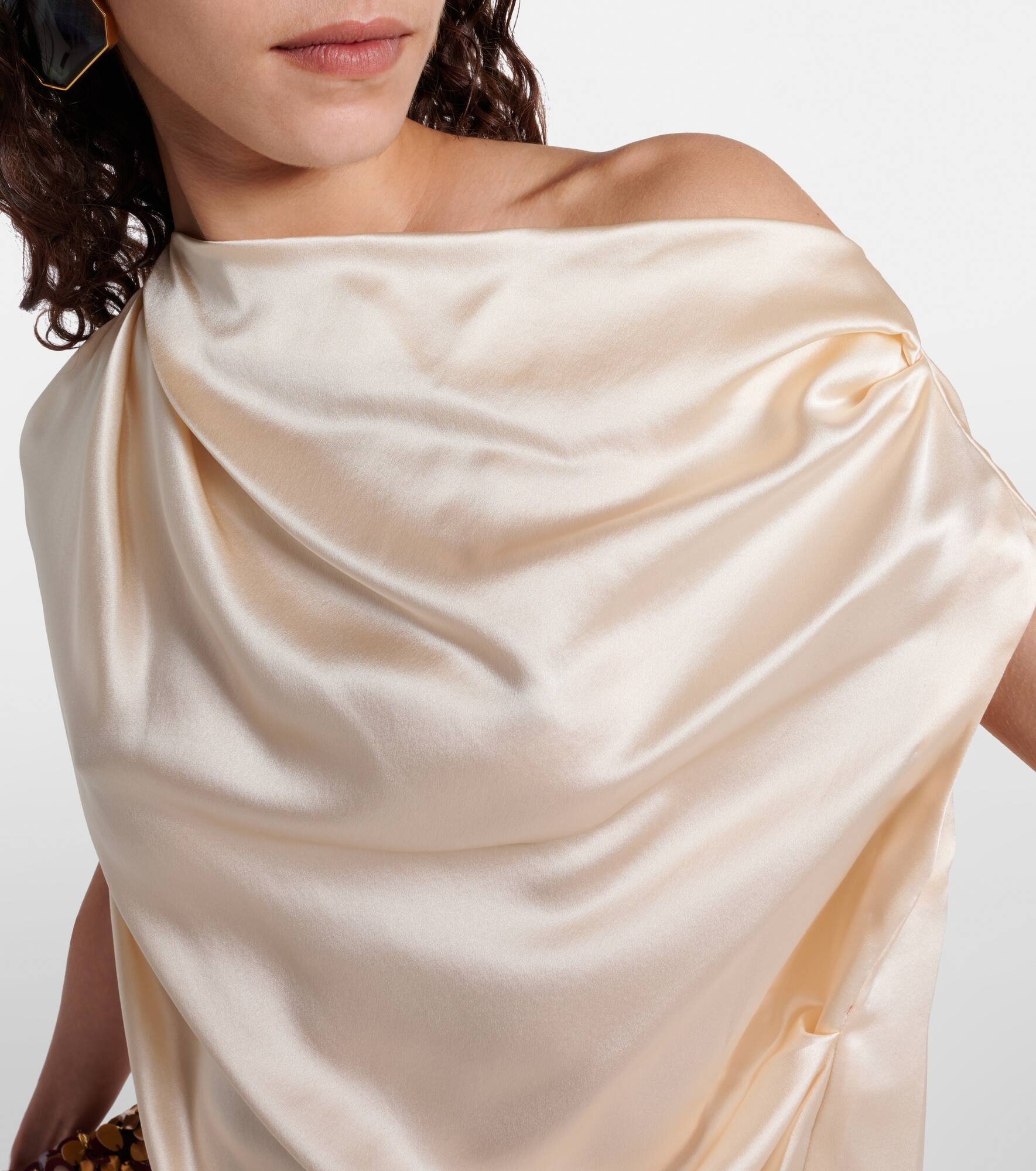 Draped silk satin top - 4