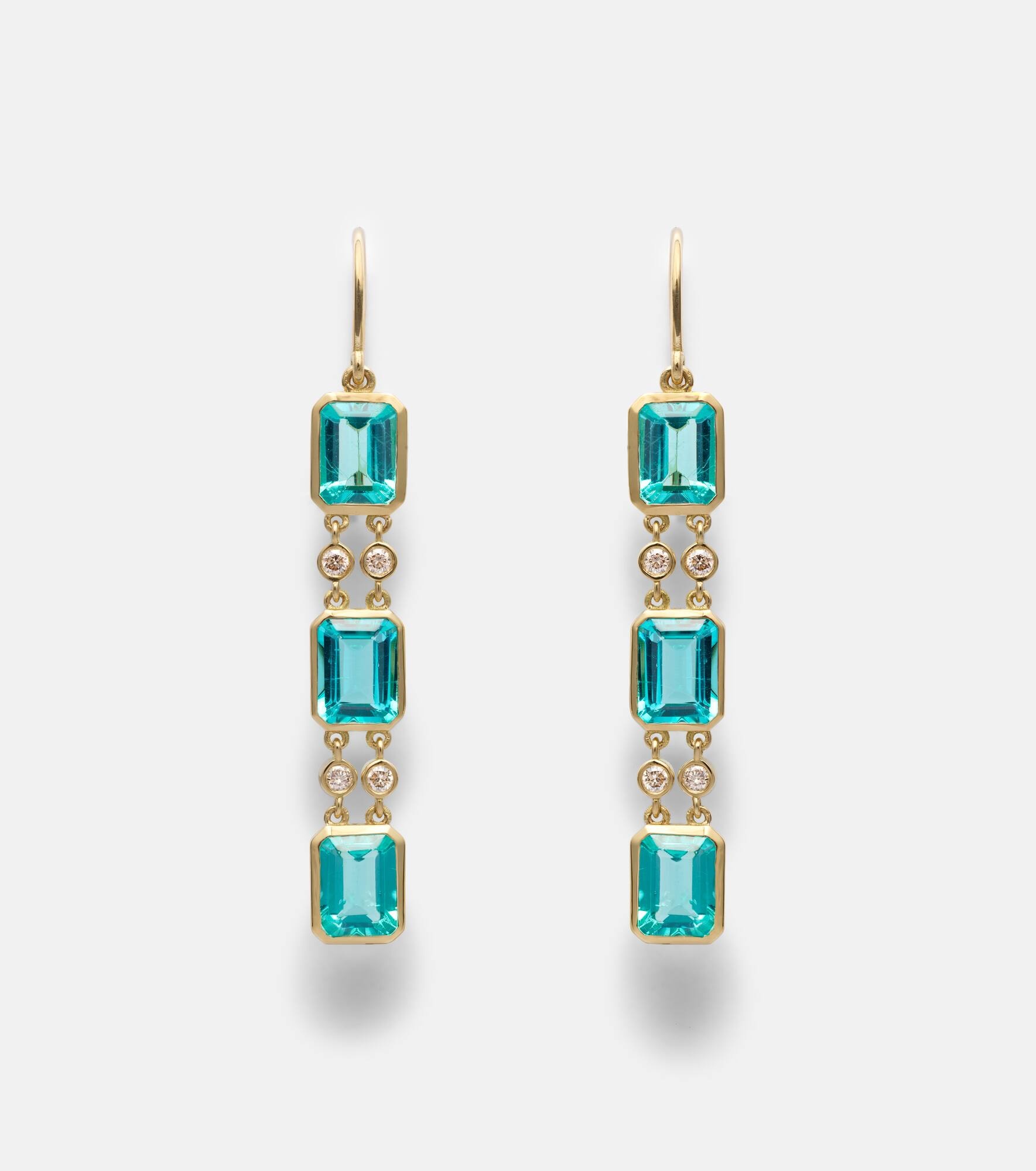 Sofia 18kt gold drop earrings with apatites and diamonds - 1