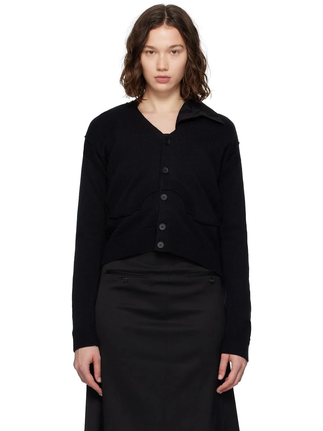 Black Wool Cardigan - 1
