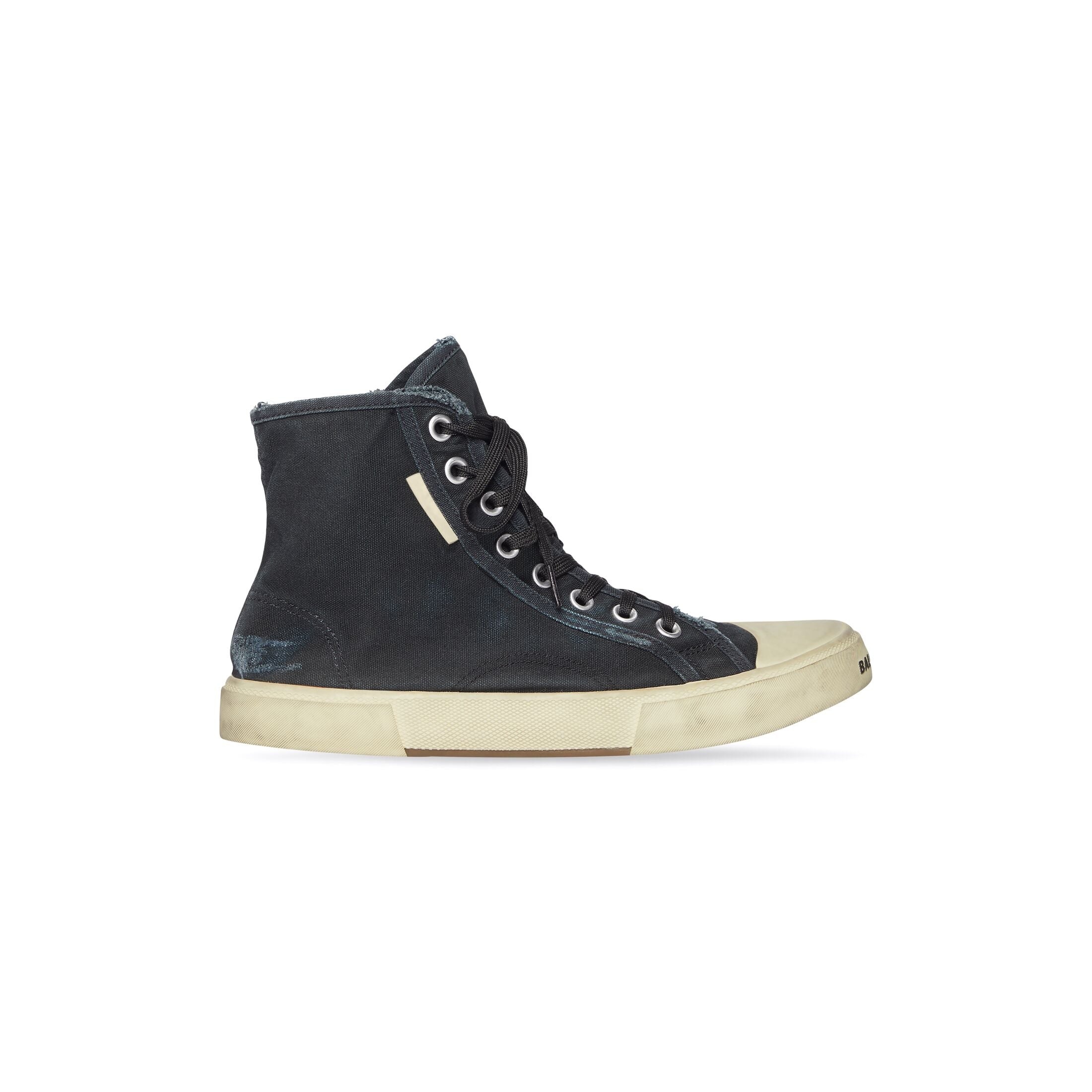 (WMNS) Balenciaga Paris High Top Sneakers 'Black Destroyed Denim and White Rubber' 688756W3RC11090 - 2