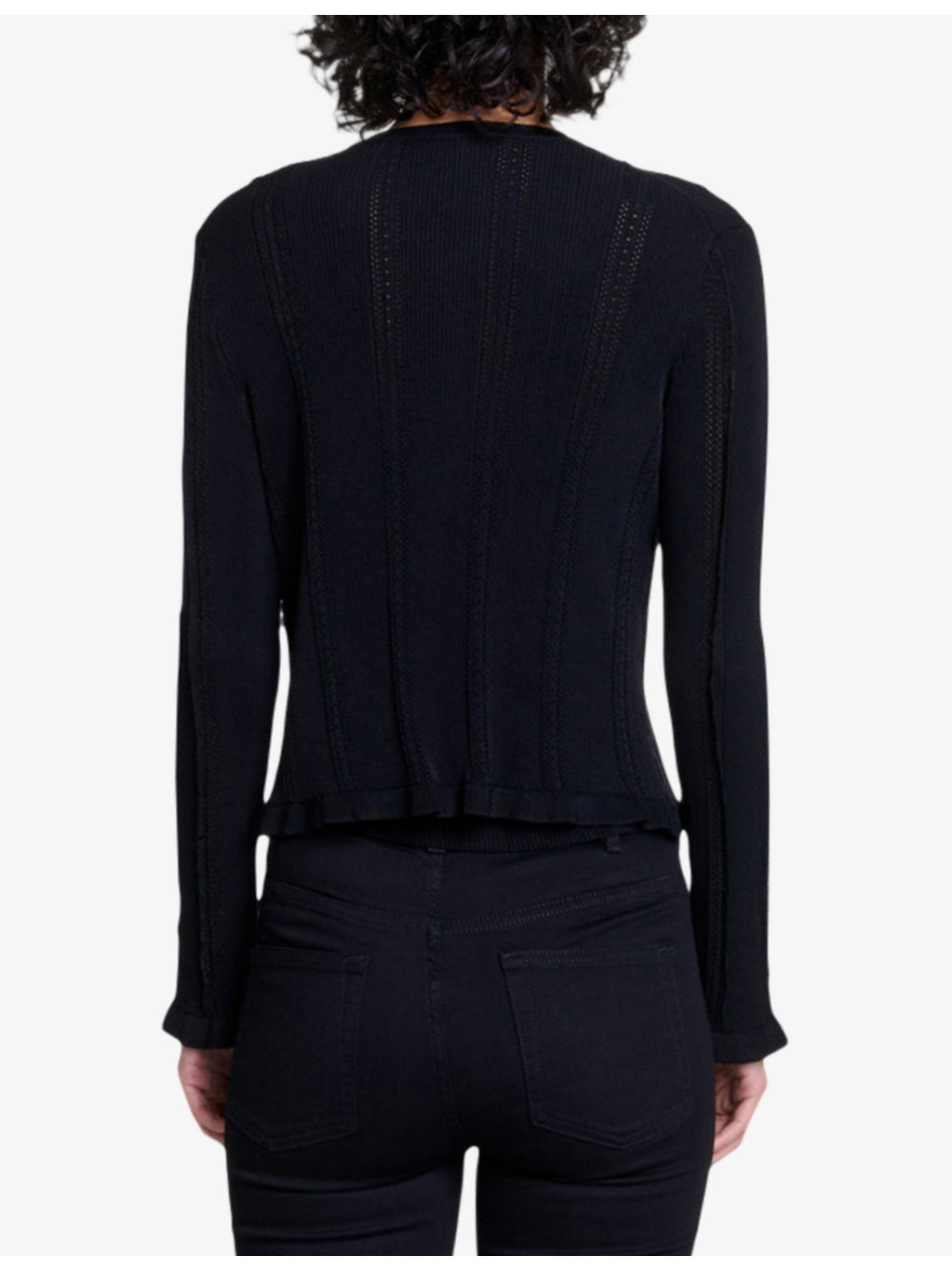 Open-work long-sleeve stretch-knit cardigan - 4