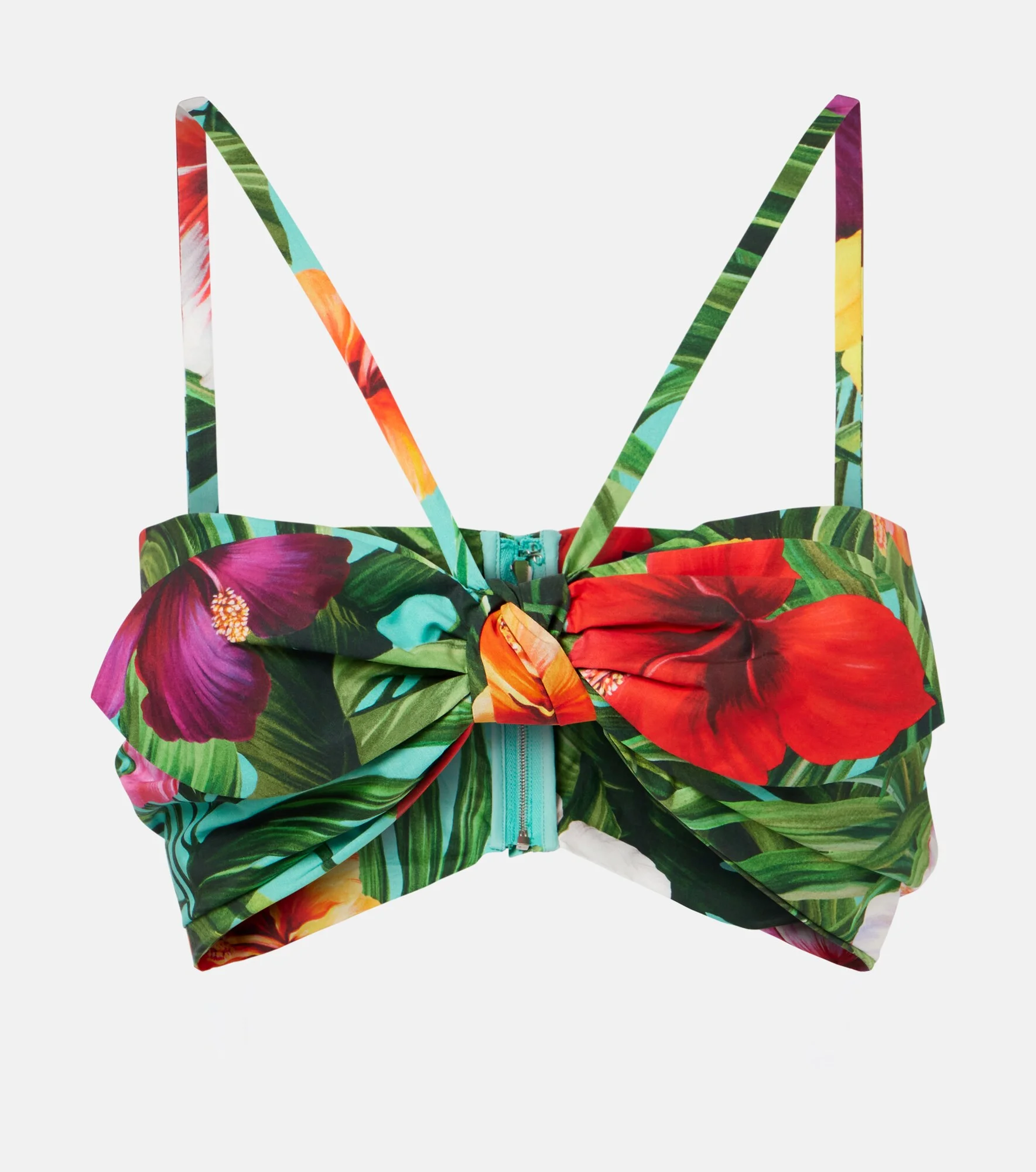 Bow-detail floral cotton bra top - 1