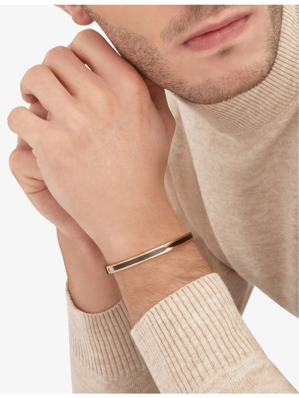 B.zero1 18ct rose-gold and black ceramic bangle bracelet - 2