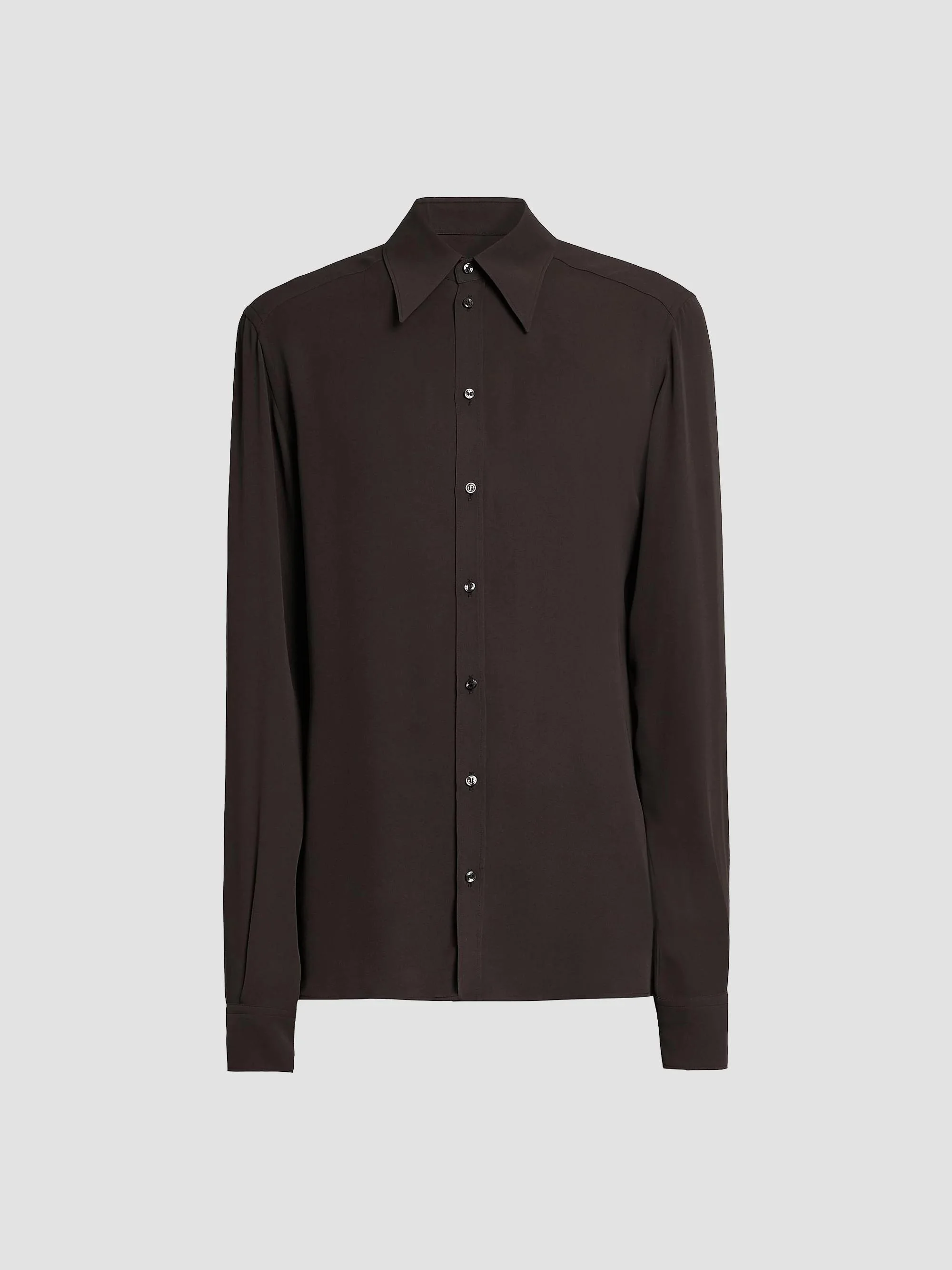 Men's Point Collar Silk Shirt - Ebano - 1