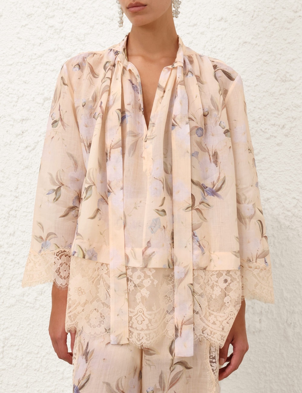 CASCADIAN LACE TIE NECK BLOUSE - 2