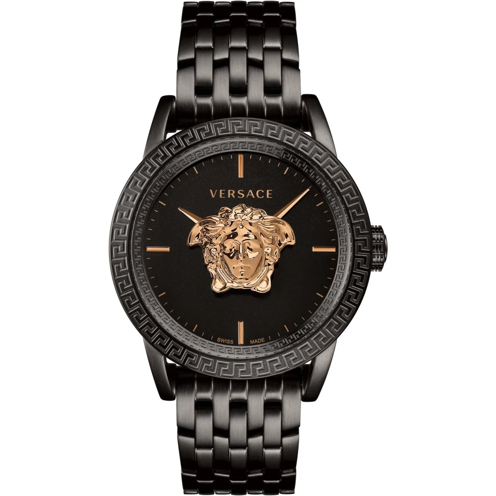 EMPIRE MEN'S WATCH BLACK STEEL 3D MEDUSA LOGO - 1