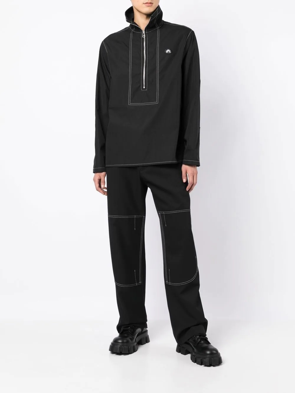 half-zip contrast-stitch shirt - 2