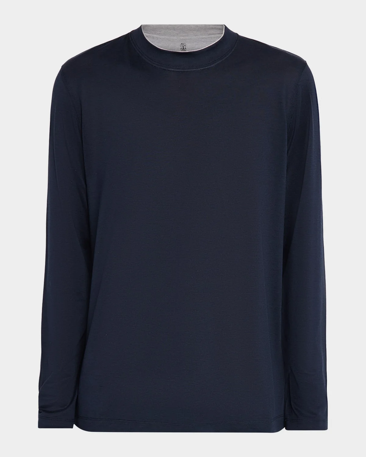 Men's Silk and Cotton Long-Sleeve Crewneck T-Shirt - 1