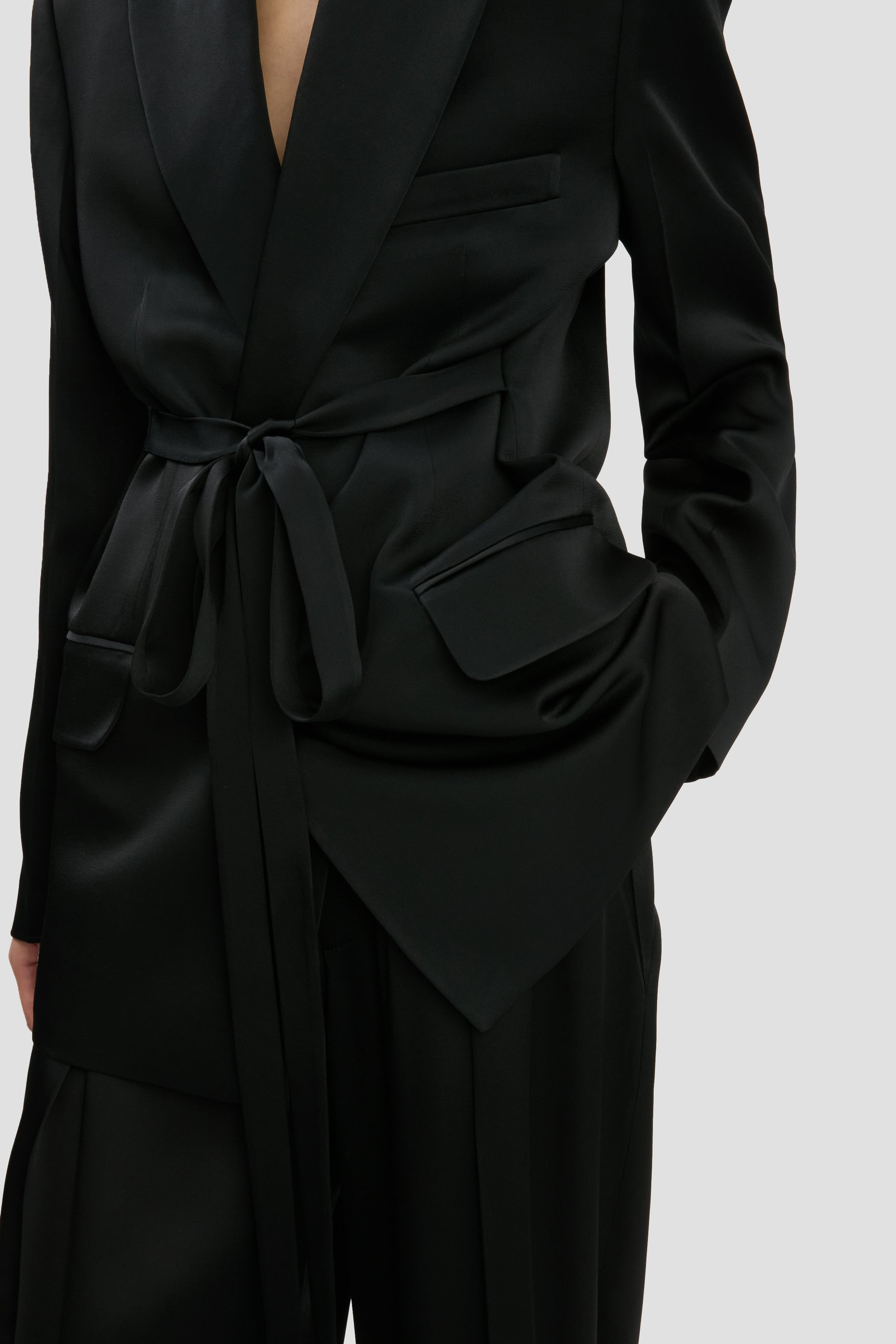 Belted Jacket In Black - 4