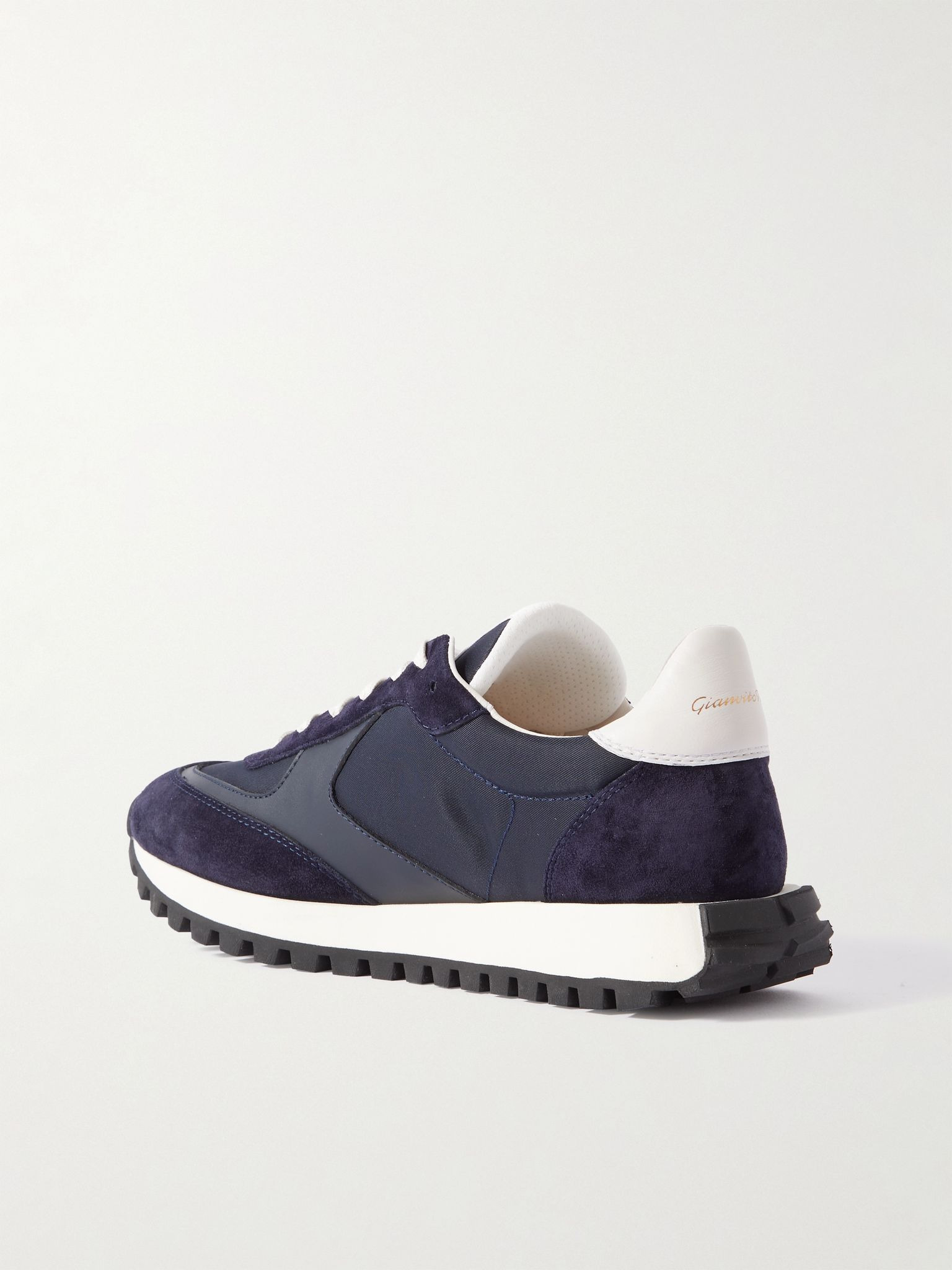 Gravel suede, leather and shell sneakers Navy - 3