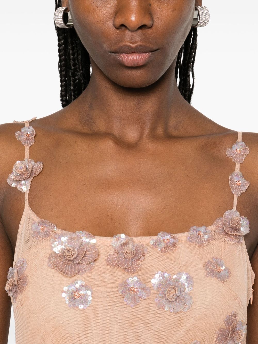 sequin-embellished tulle maxi dress - 5